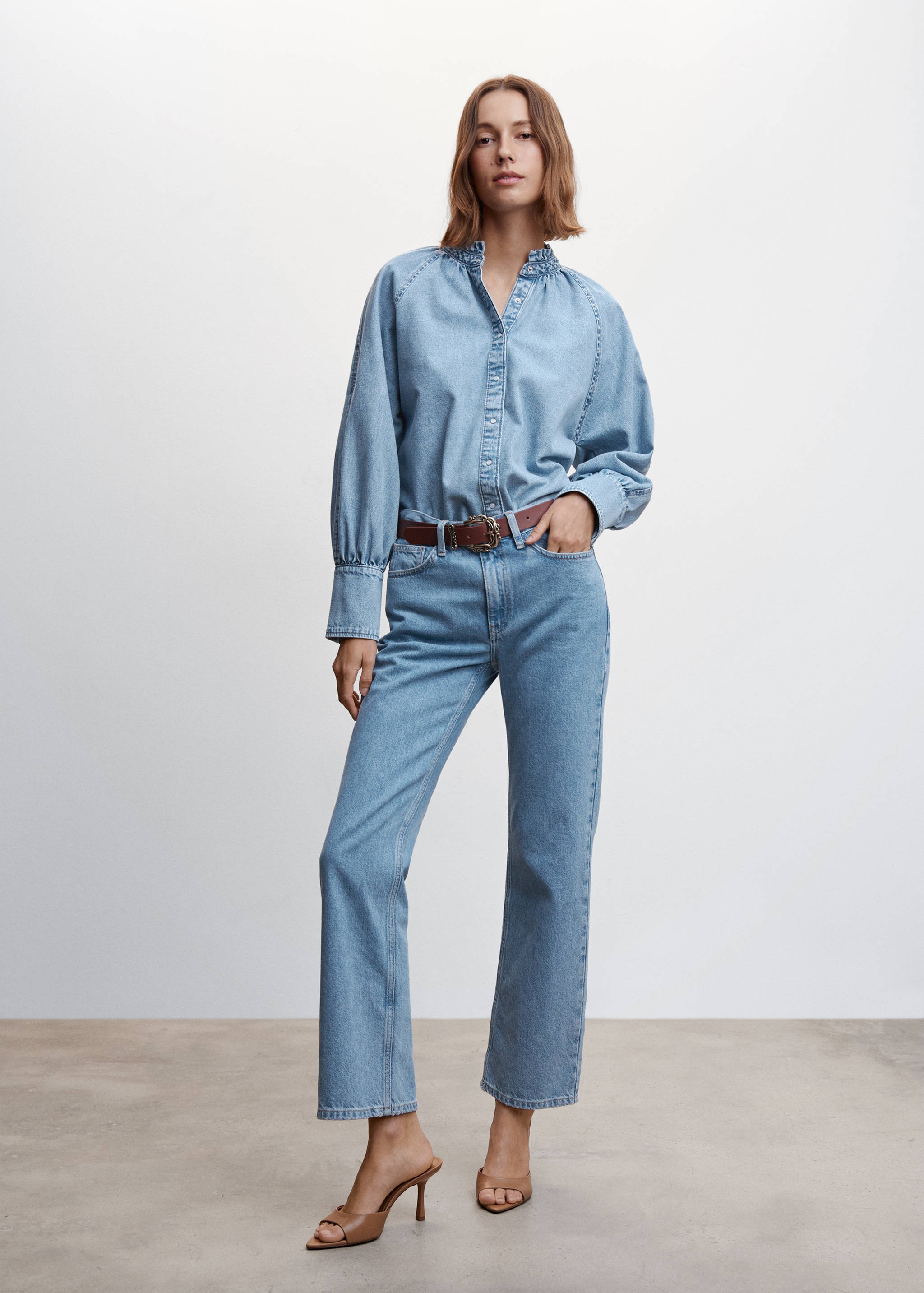 Puffed sleeves denim shirt - General plane