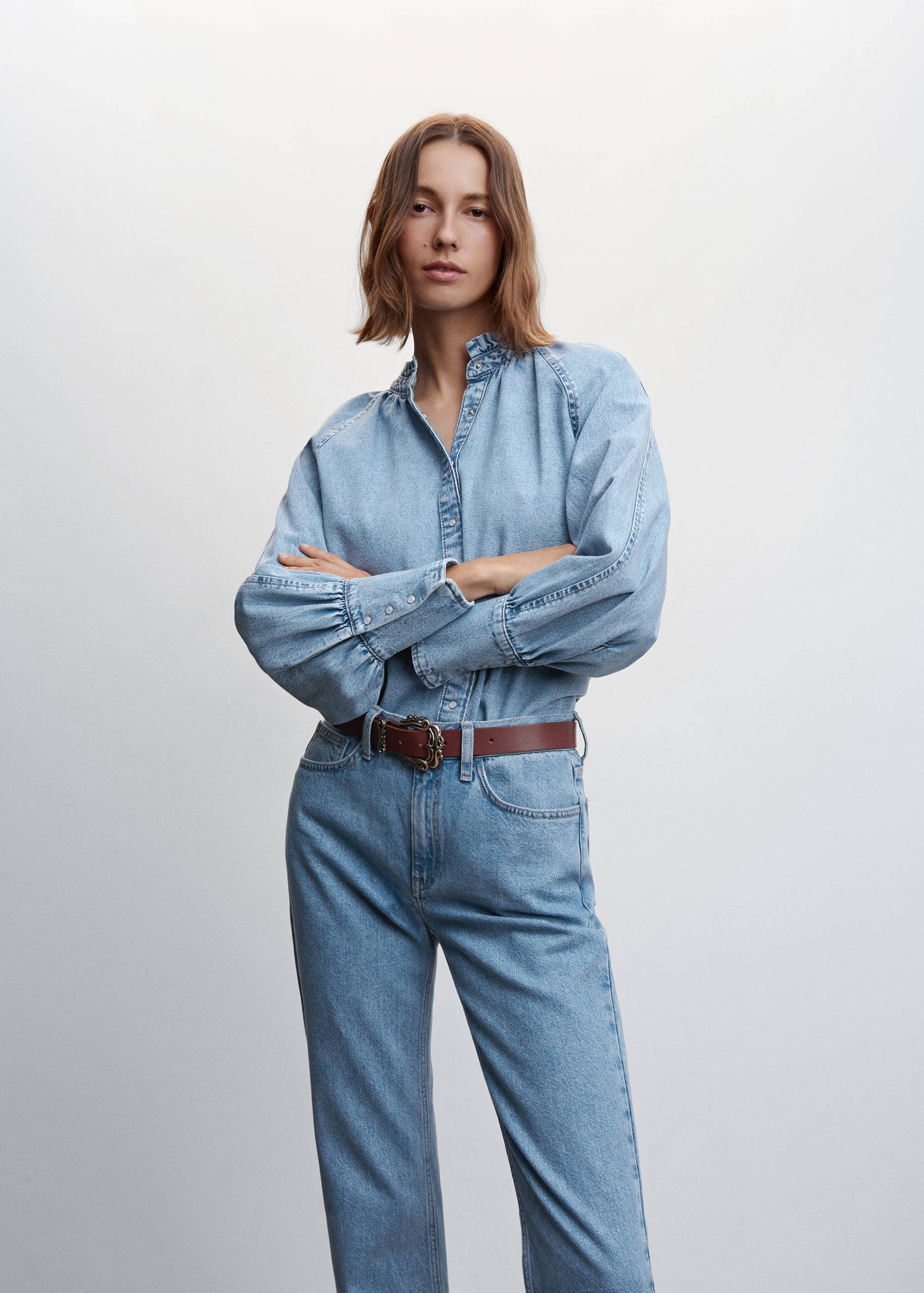 Puffed sleeves denim shirt - Medium plane