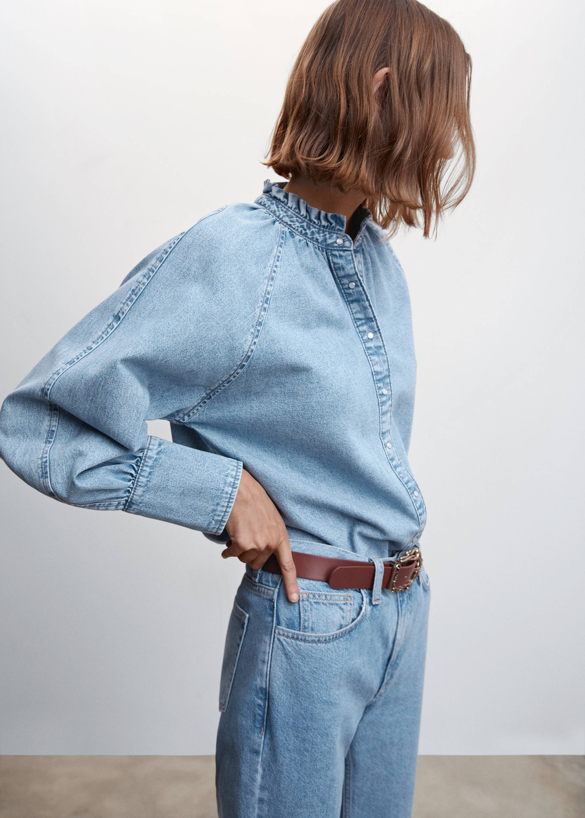Puffed sleeves denim shirt - Details of the article 6