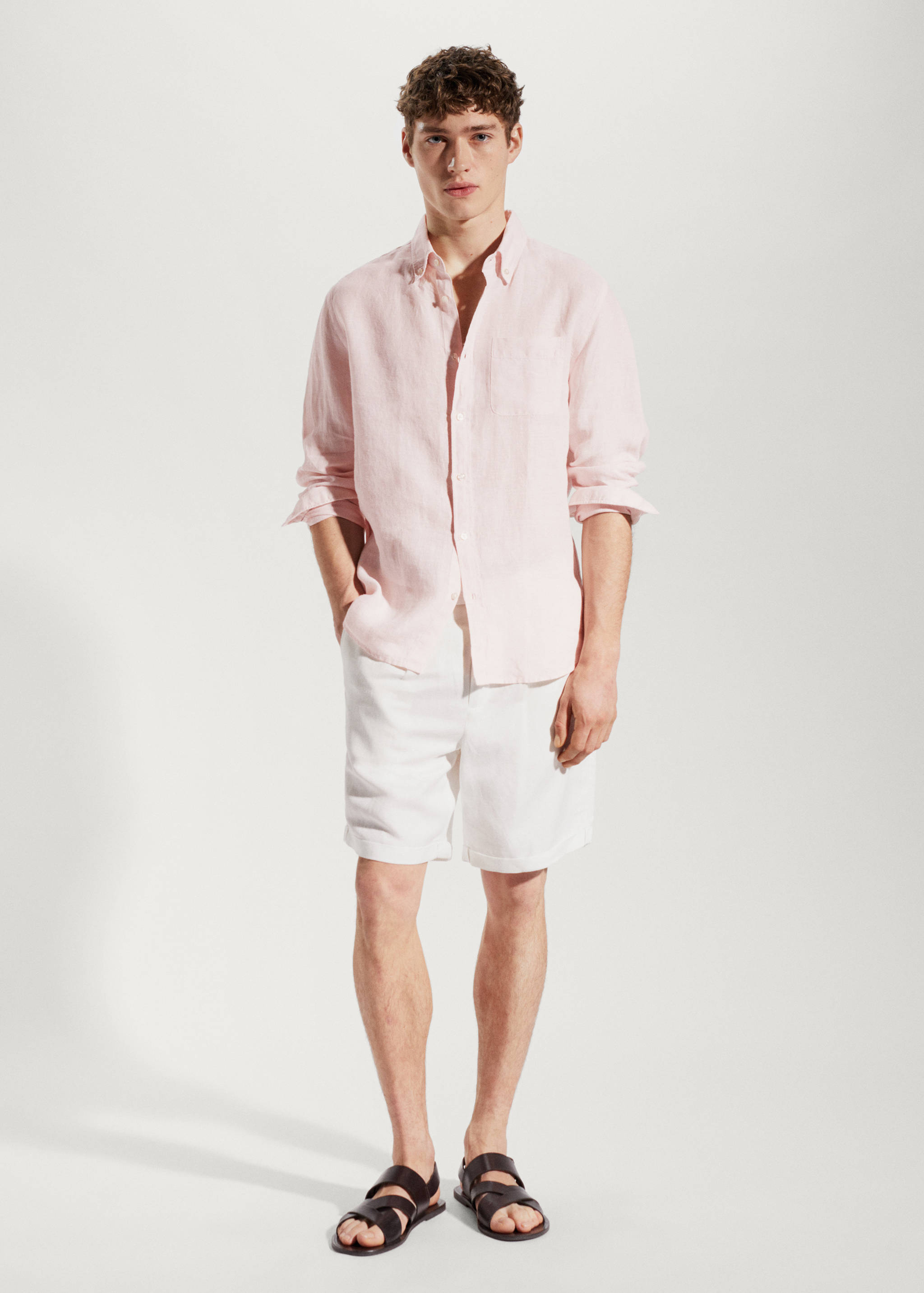 Рубашка slim fit 100% лен - Общий план