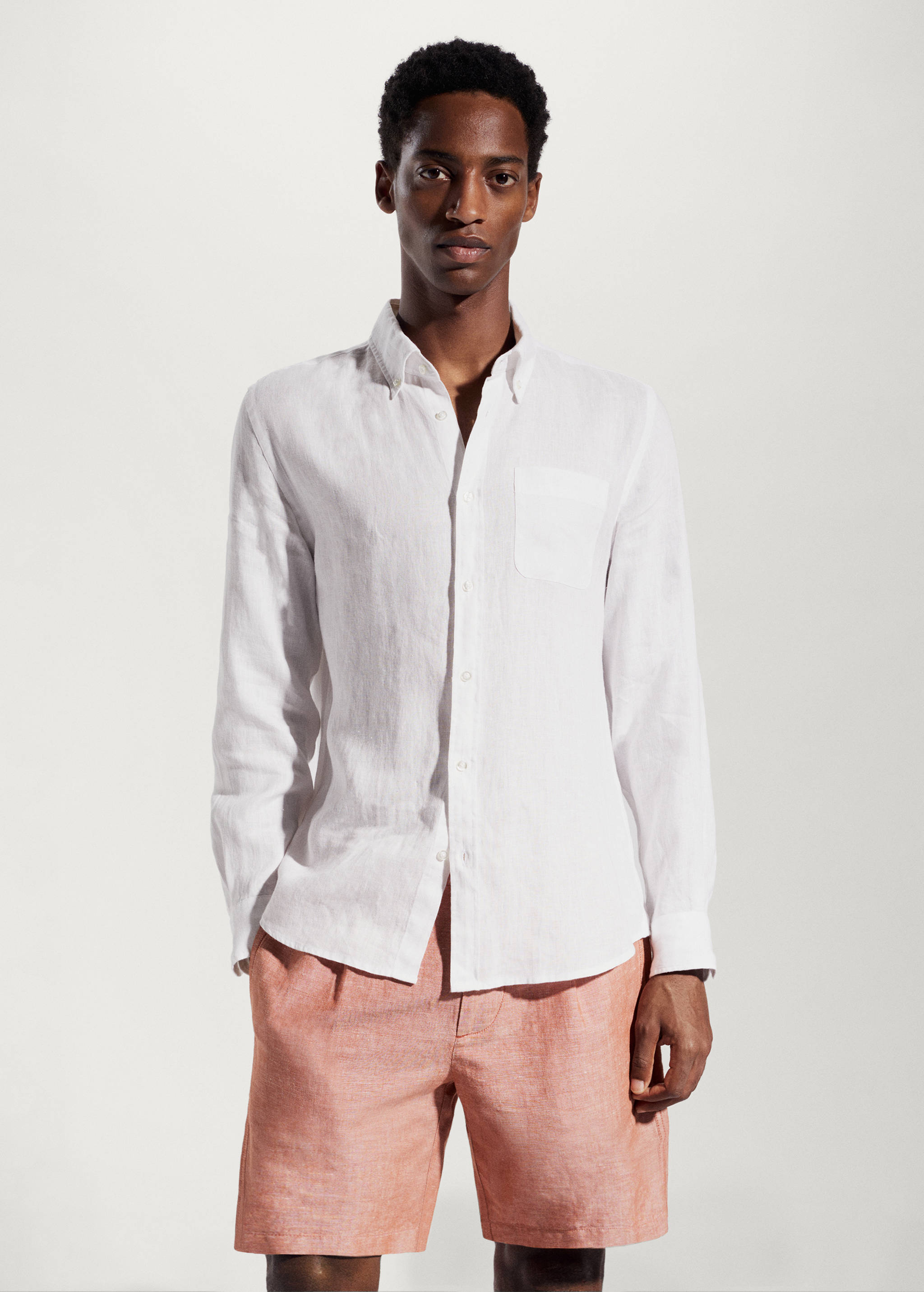 Camisa slim fit 100% lino - Plano medio