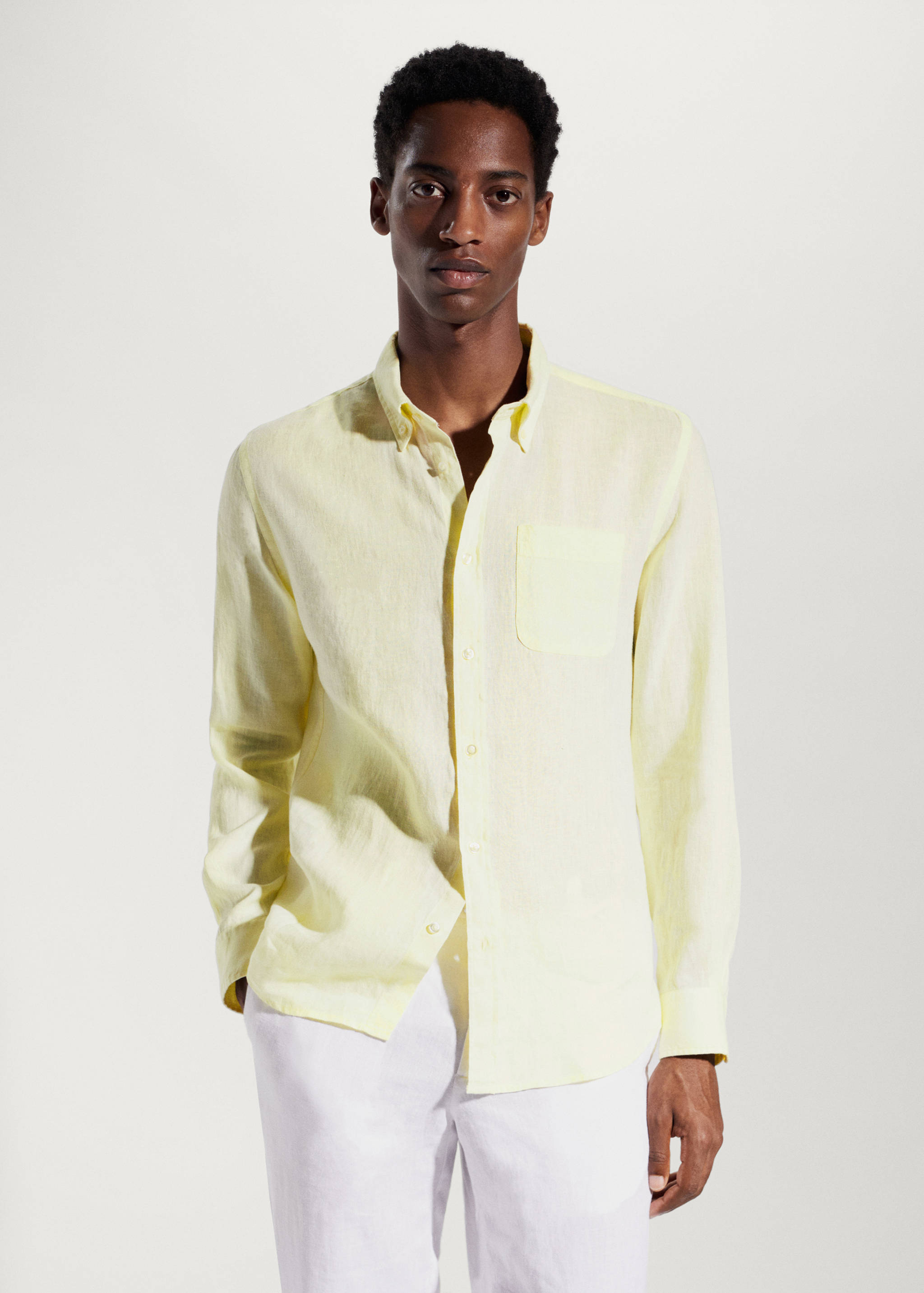 Camisa slim fit 100% lino - Plano medio