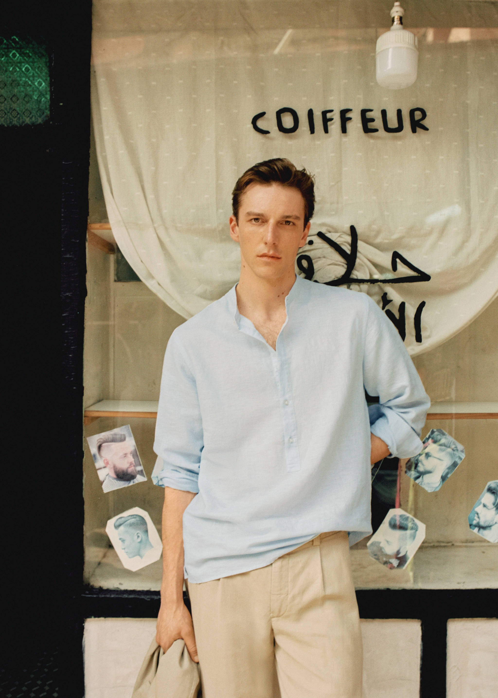 قميص كتان بياقة ماو منتظم - تفاصيل المنتج 5