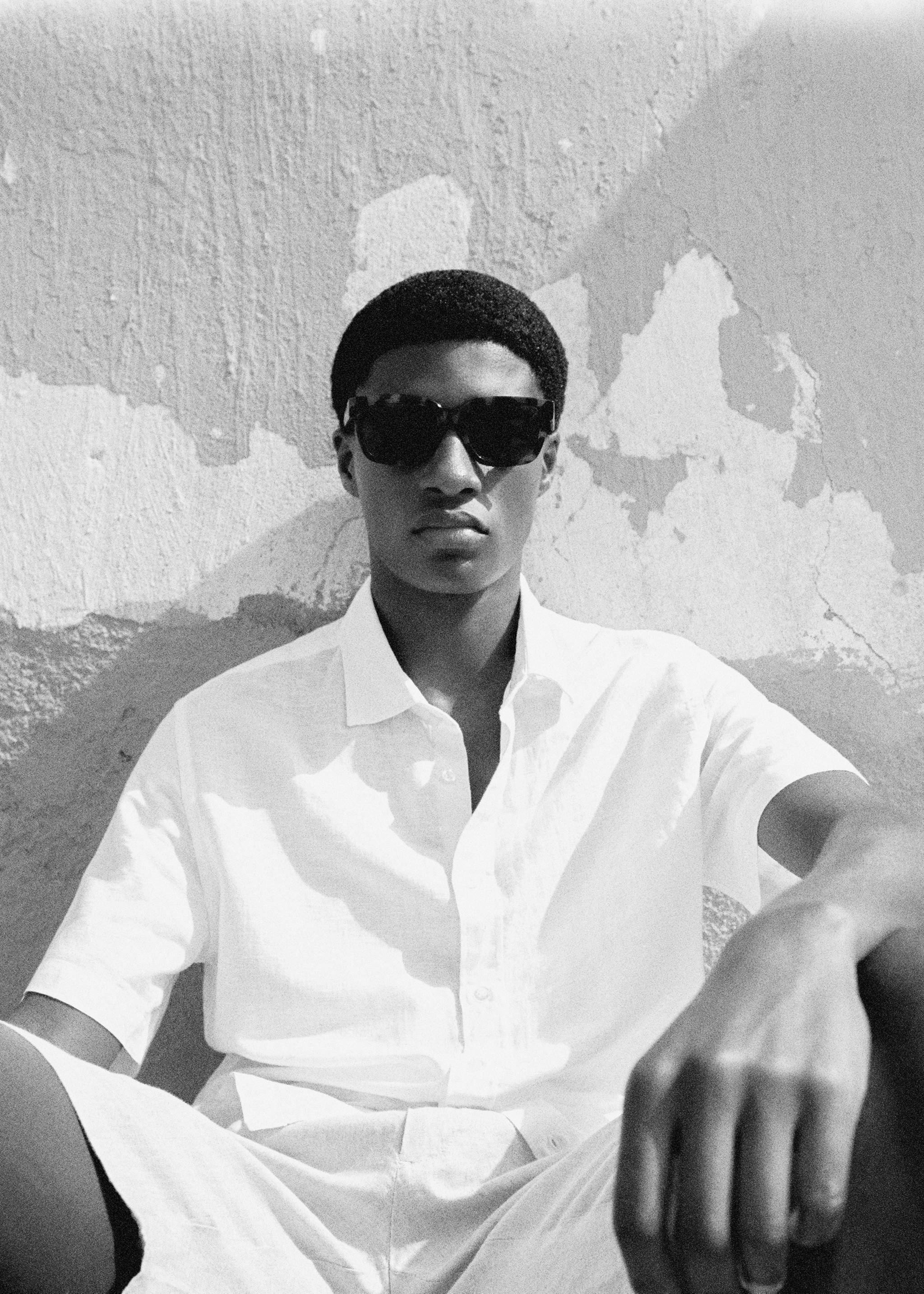 100%亚麻短袖衬衫 - null