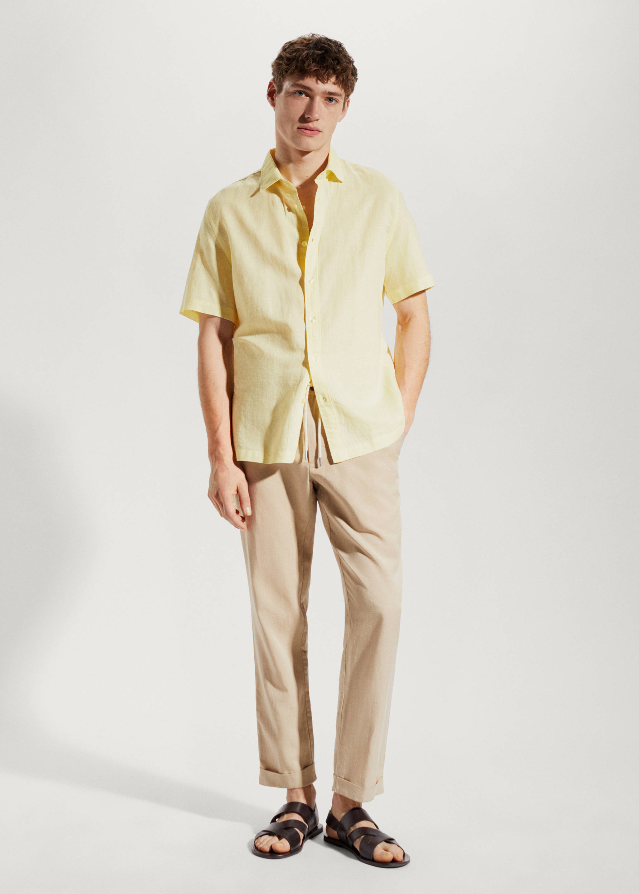 100%亚麻短袖衬衫 - null