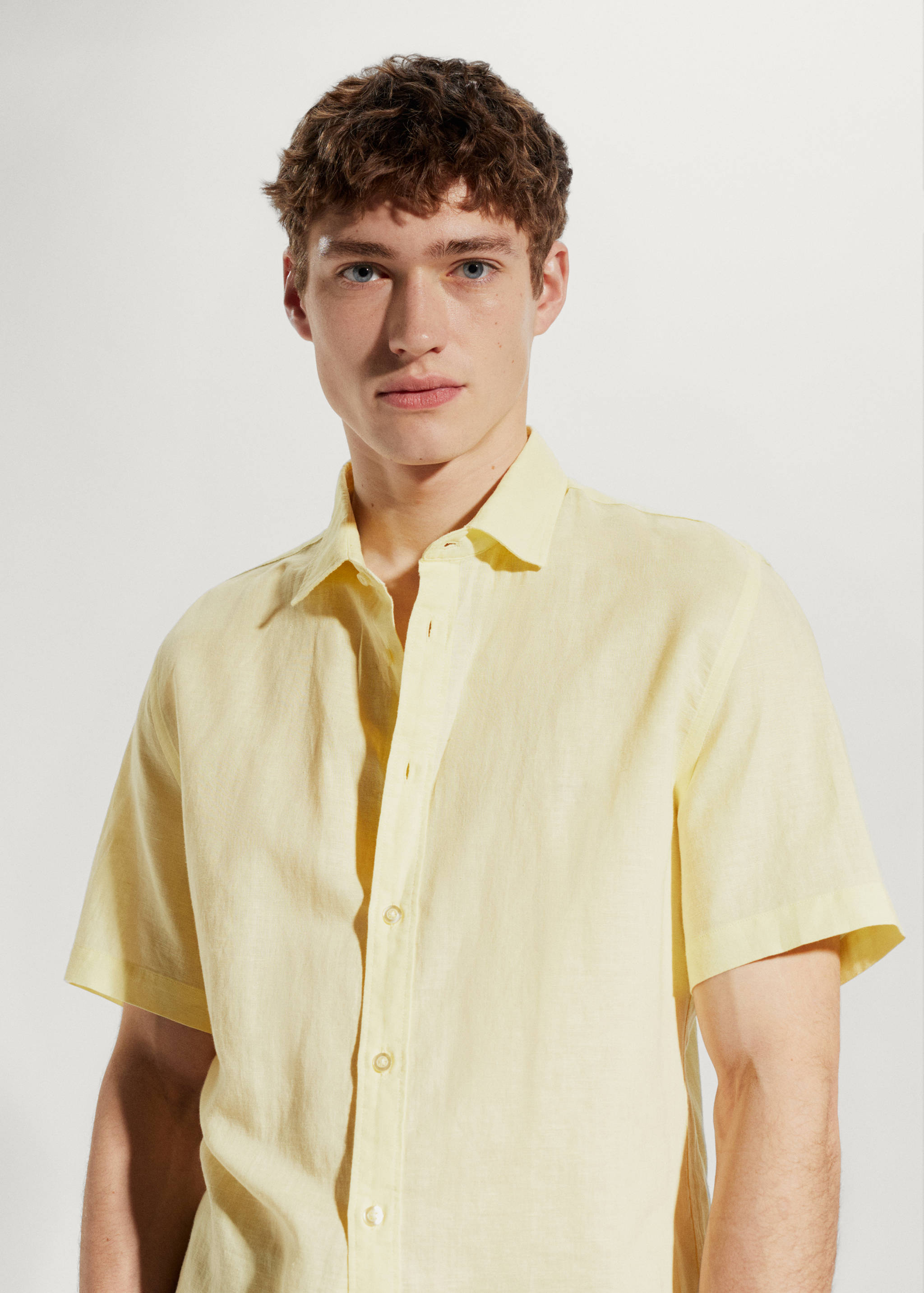 100%亚麻短袖衬衫 - null