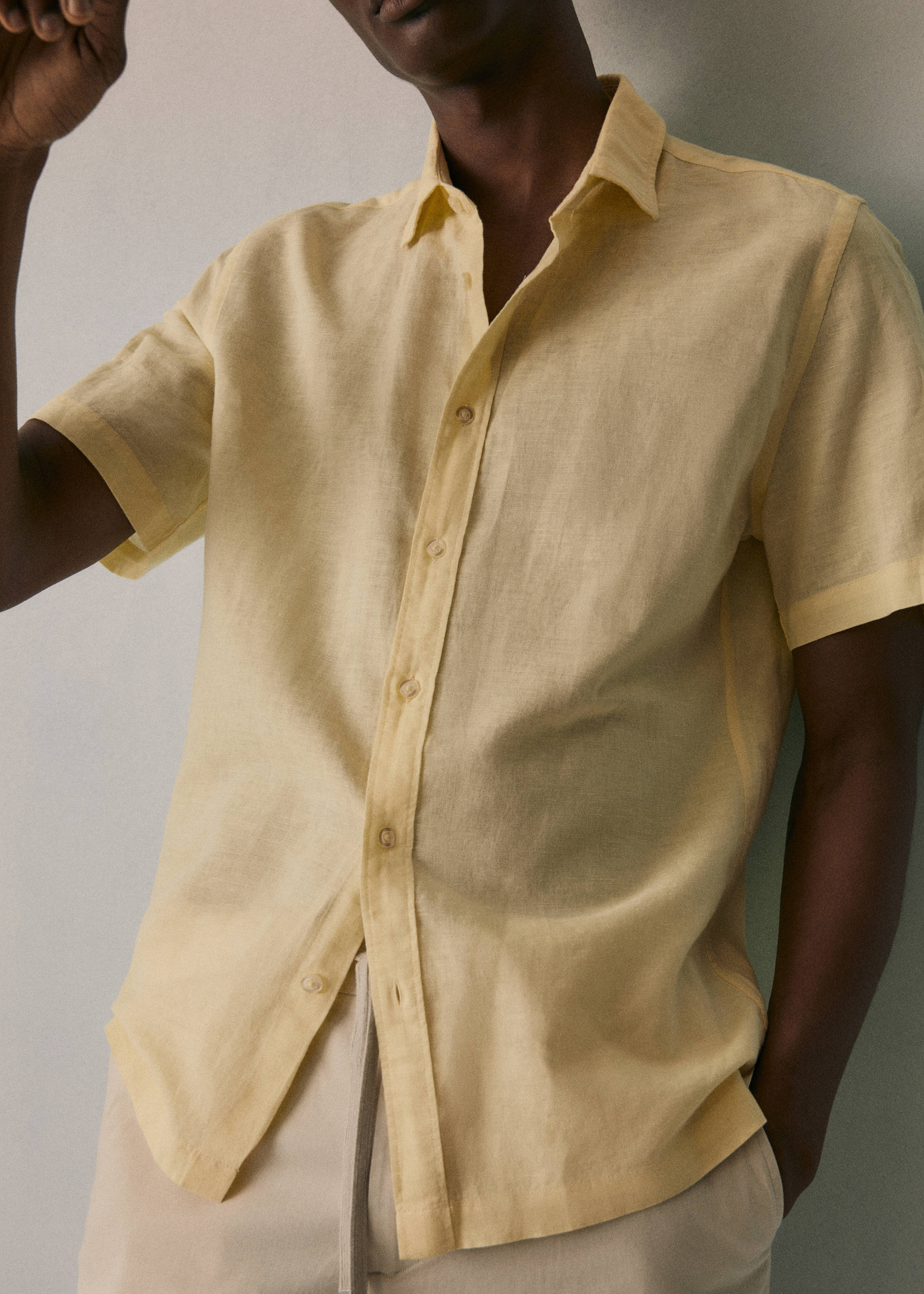 100%亚麻短袖衬衫 - null