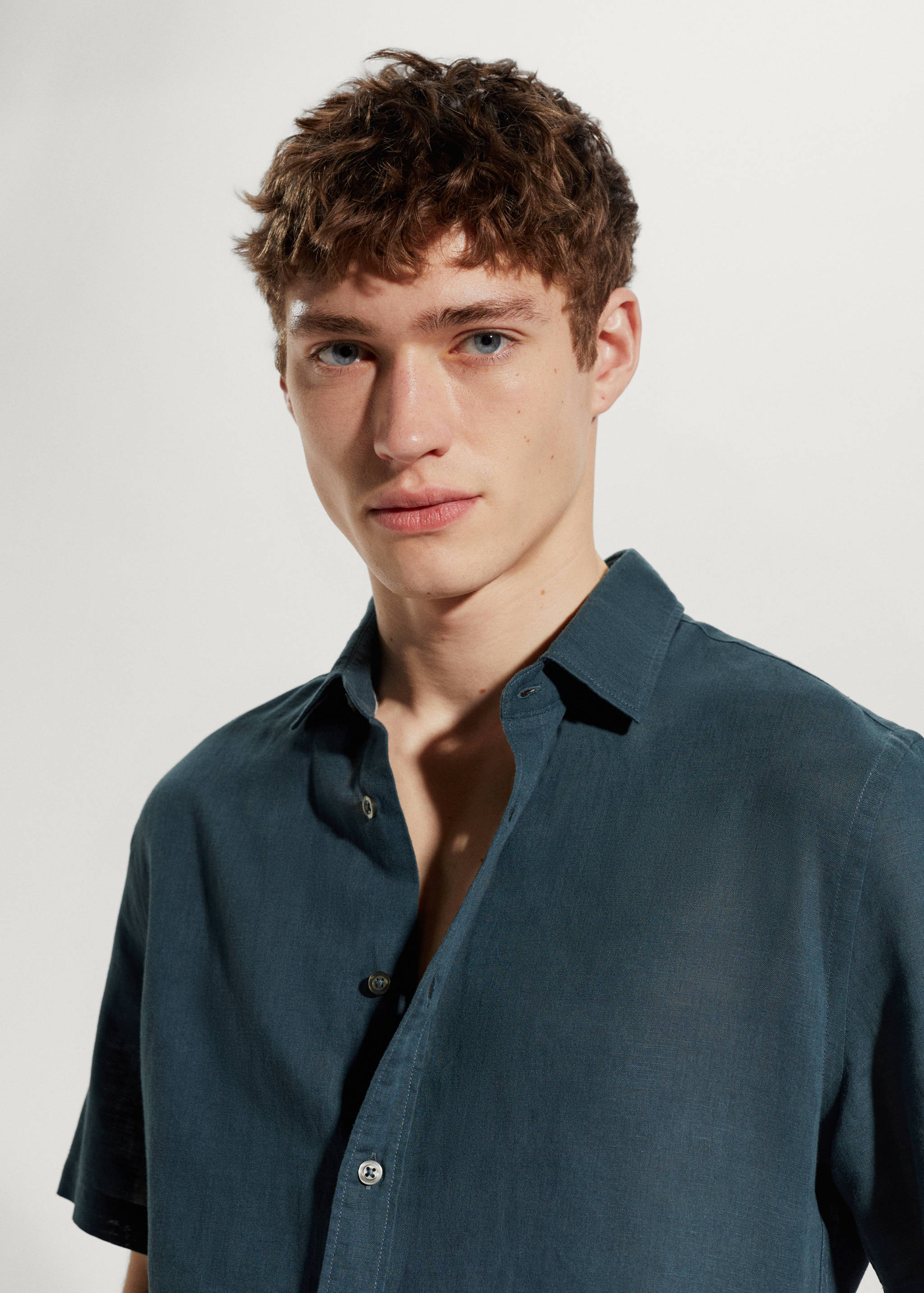 100%亚麻短袖衬衫 - null