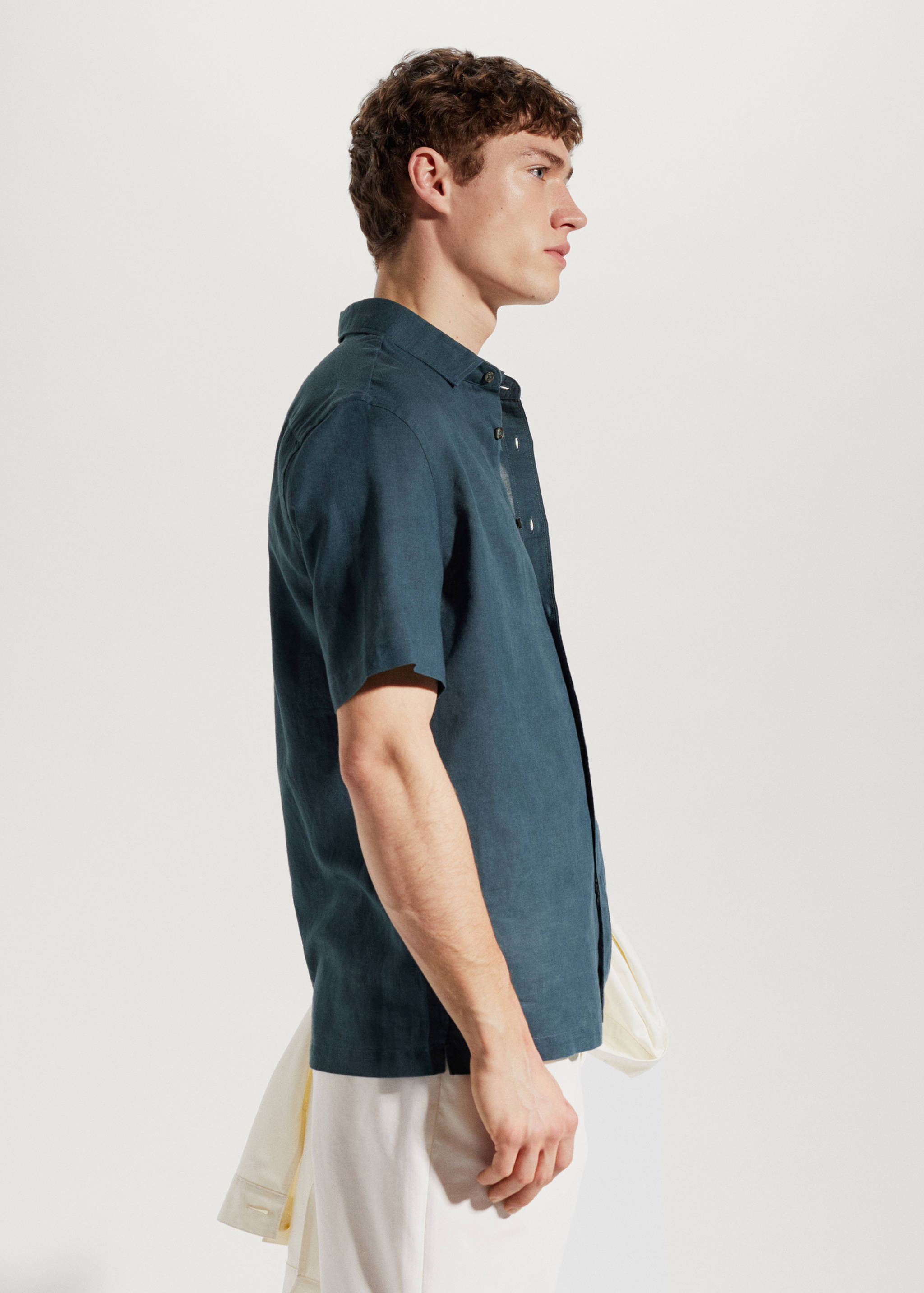 100%亚麻短袖衬衫 - null