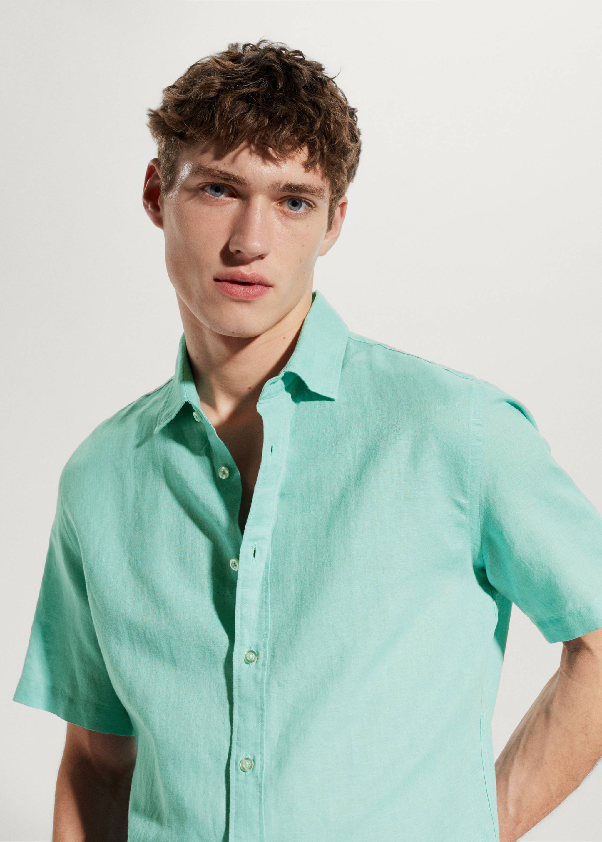 100%亚麻短袖衬衫 - null