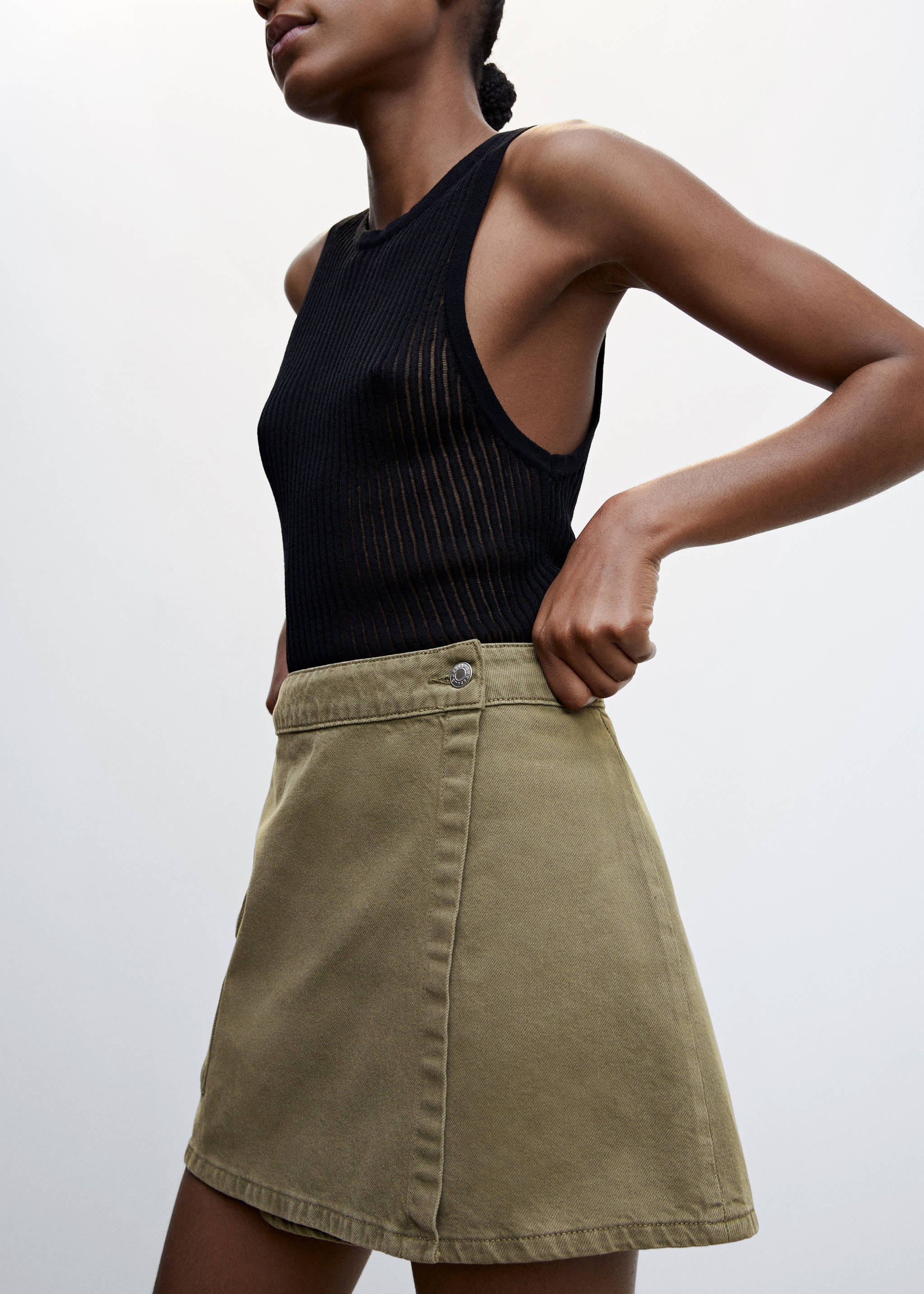 Crossed denim mini-skirt - Details of the article 6