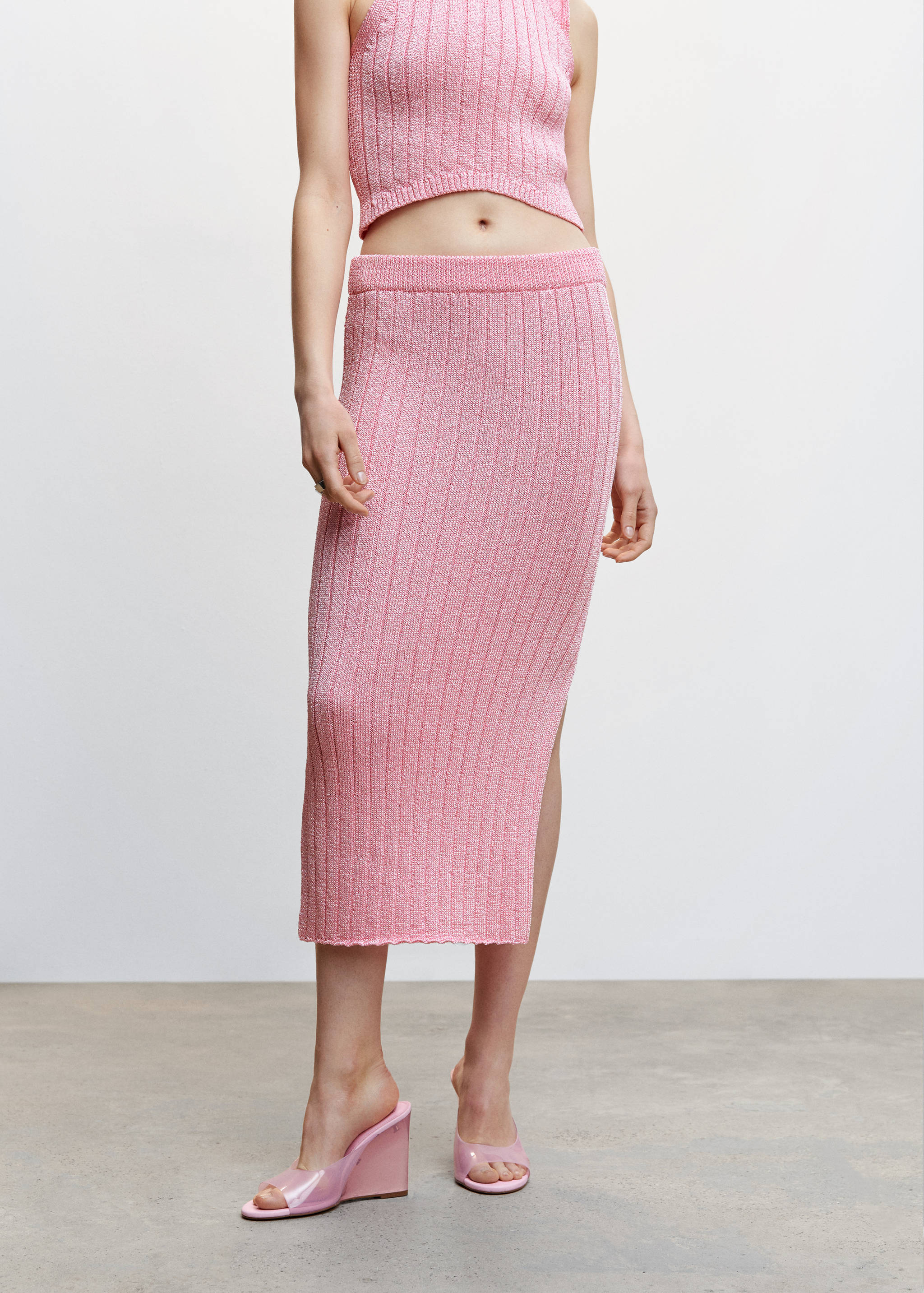 Ribbed midi skirt - Medium plane