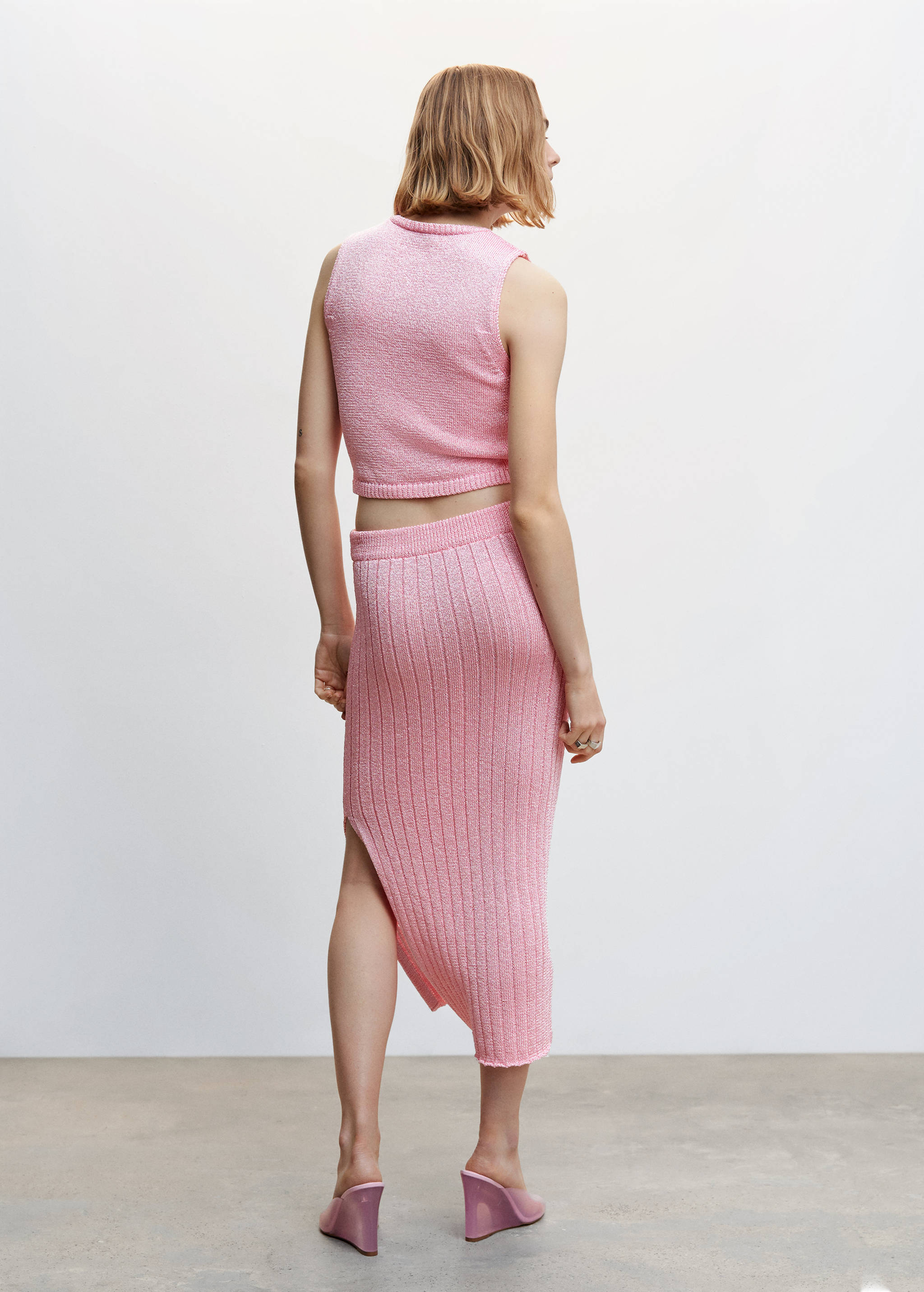 Ribbed midi skirt - Reverse of the article