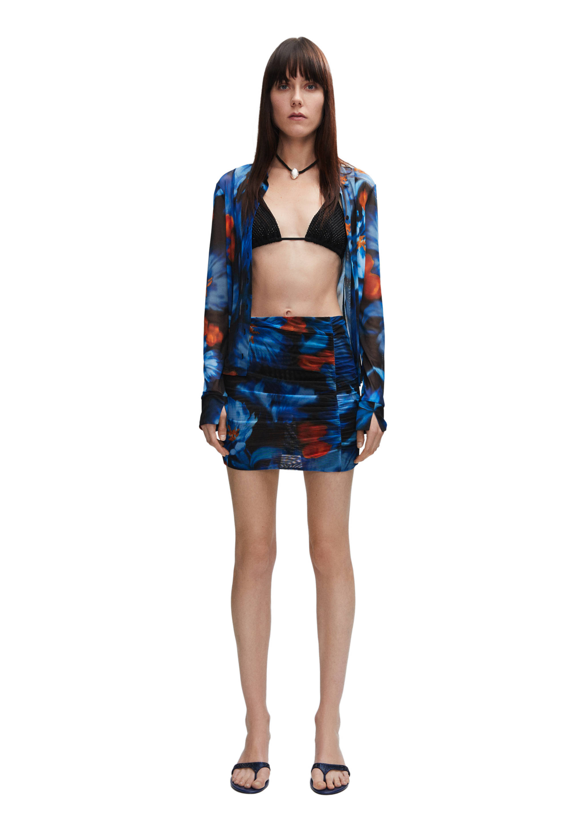 Pleated chiffon mini-skirt - Details of the article 2