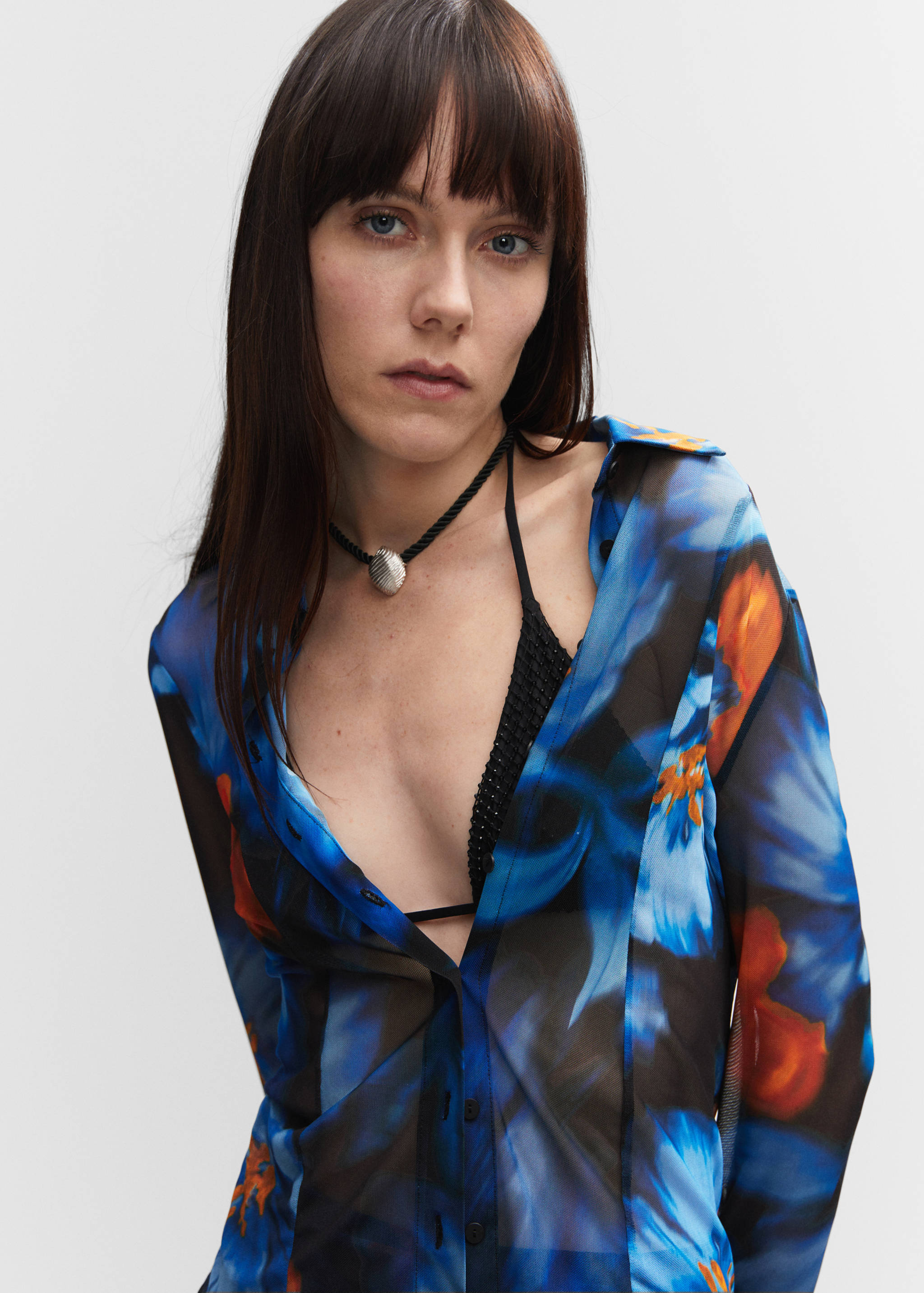 Рубашка из шифона с цветами - Деталь изделия 1