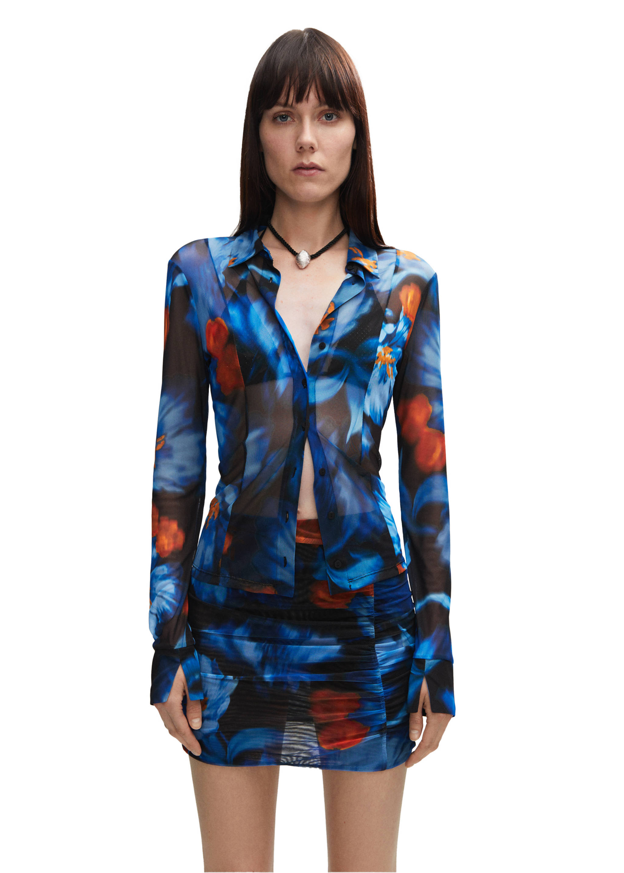 Рубашка из шифона с цветами - Деталь изделия 6