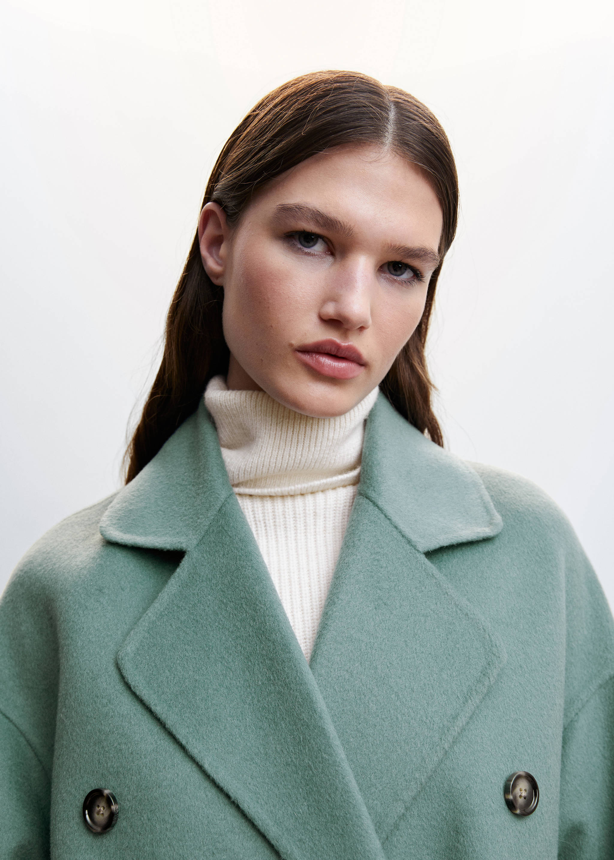 معطف صوفي كبير الحجم مصنوع يدويًا - تفاصيل المنتج 1