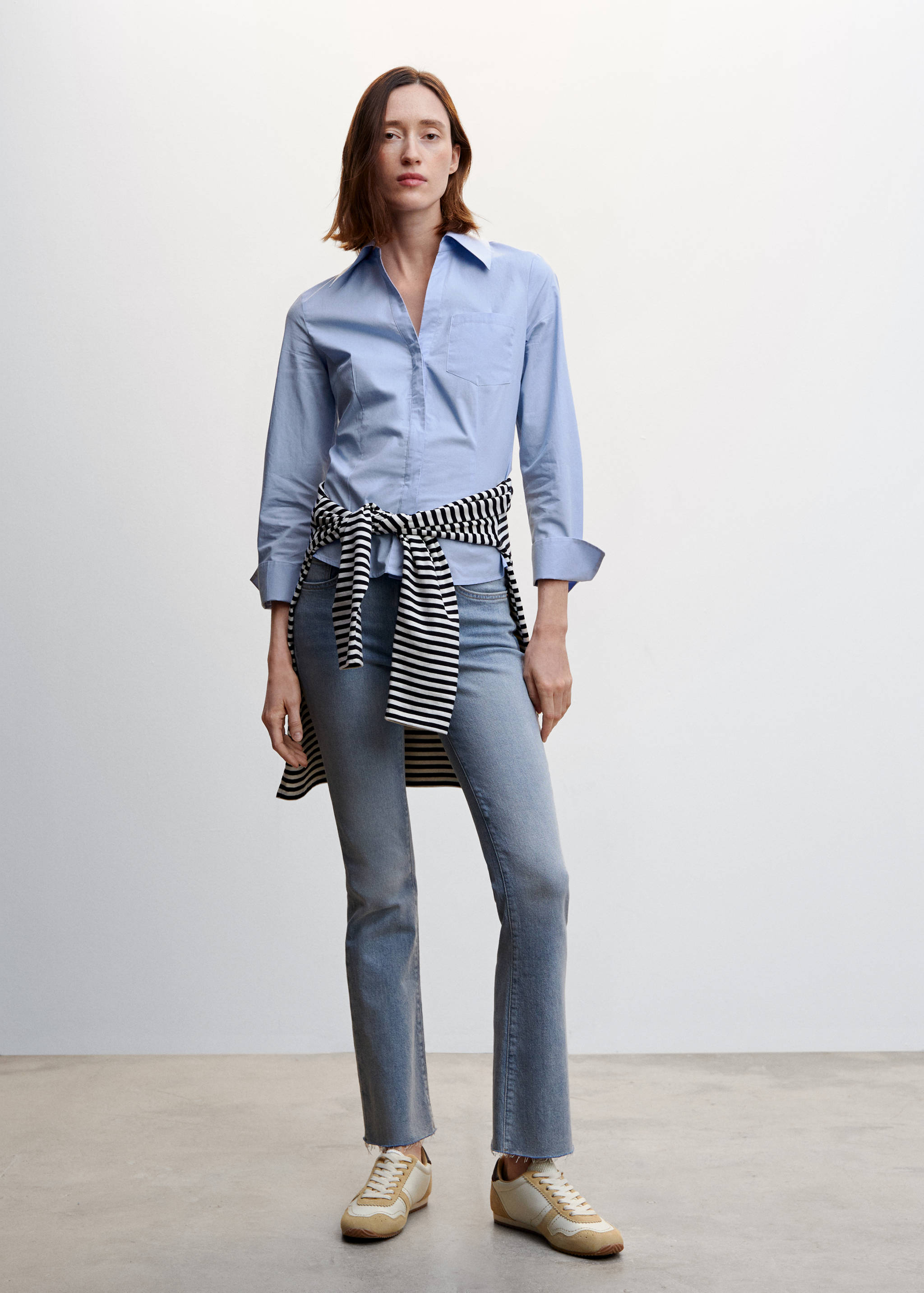 Pleated cotton shirt - General plane