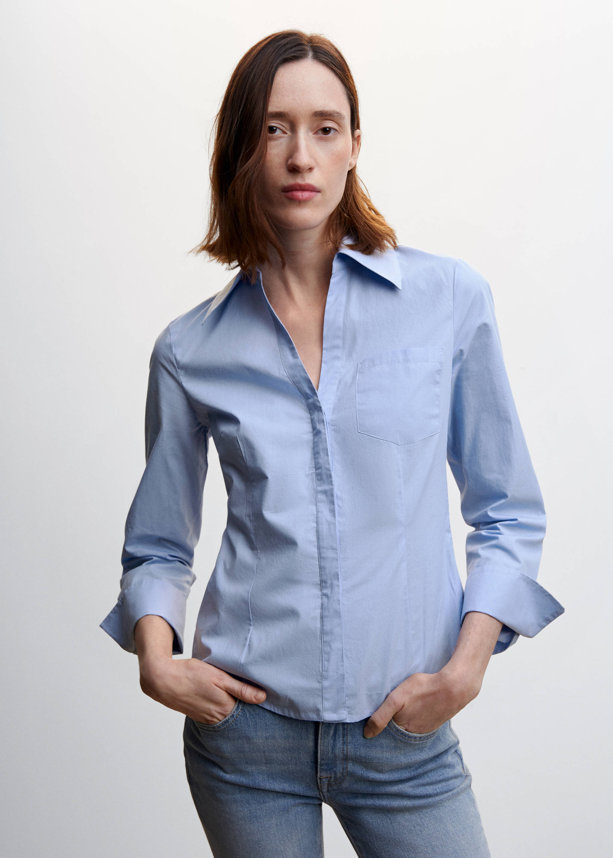 Pleated cotton shirt - Medium plane