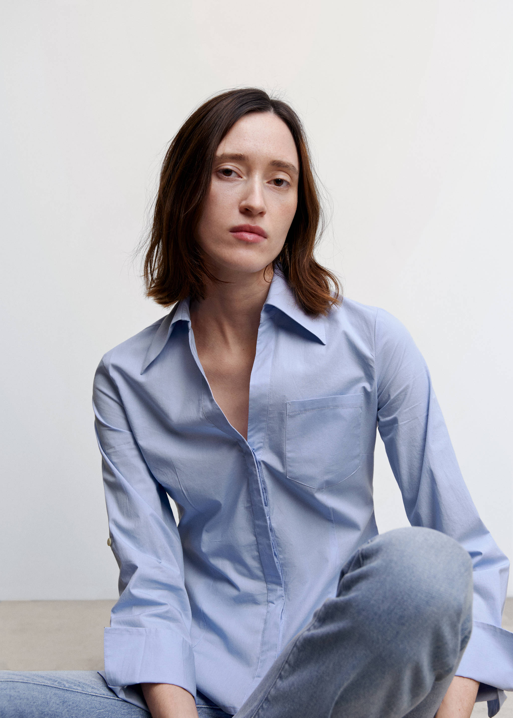 Pleated cotton shirt - Details of the article 1