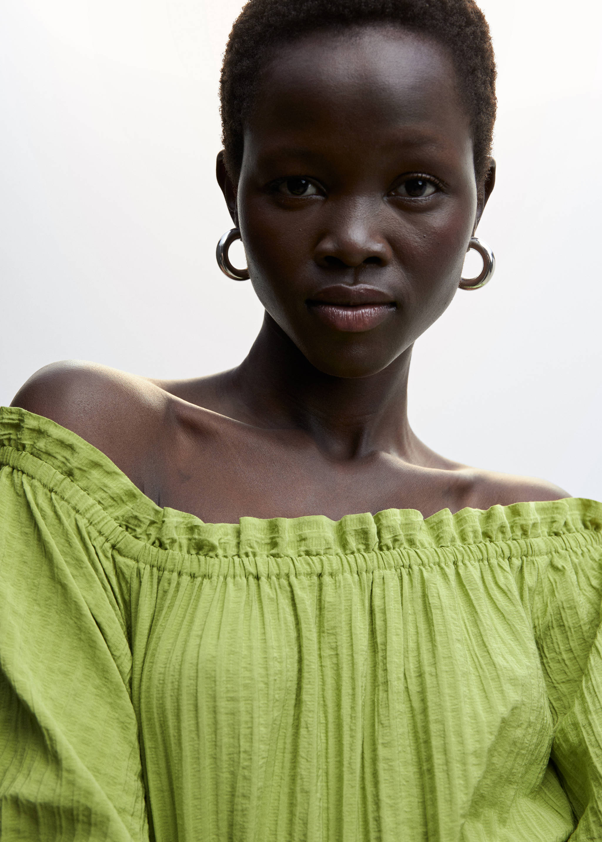 Robe texturée manches bouffantes - Détail de l'article 1