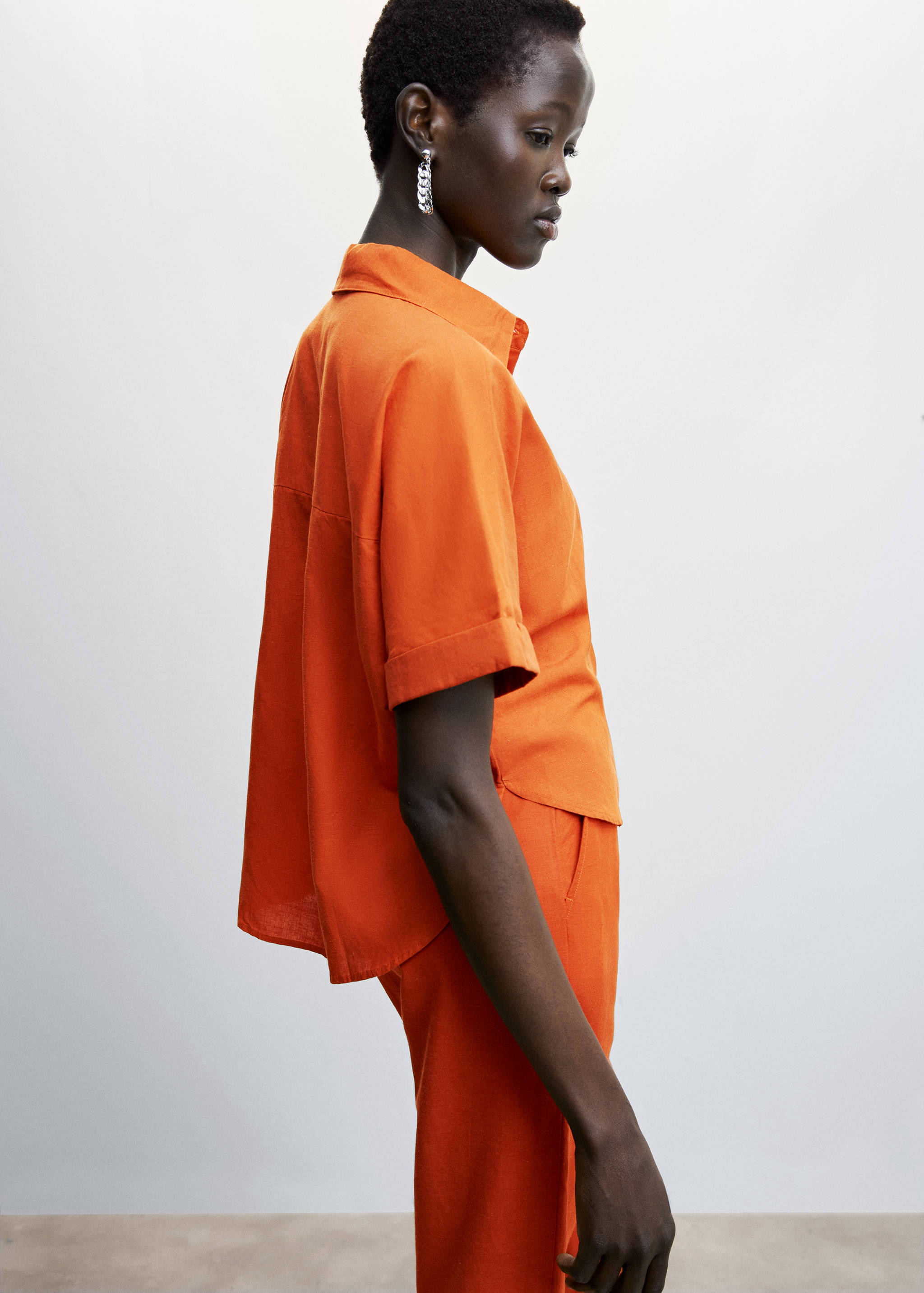 Linen-blend short-sleeve shirt - Medium plane