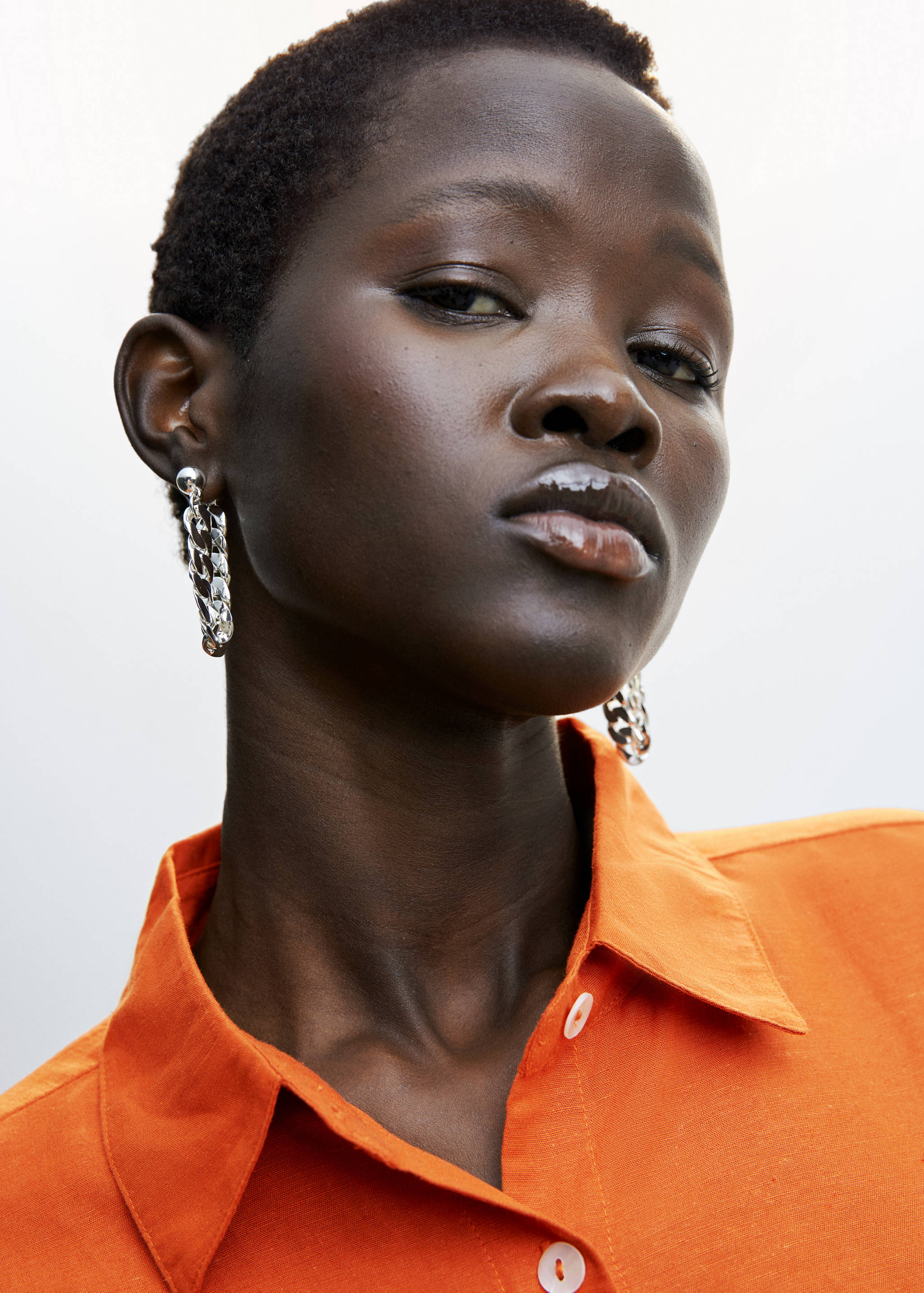 Linen-blend short-sleeve shirt - Details of the article 1