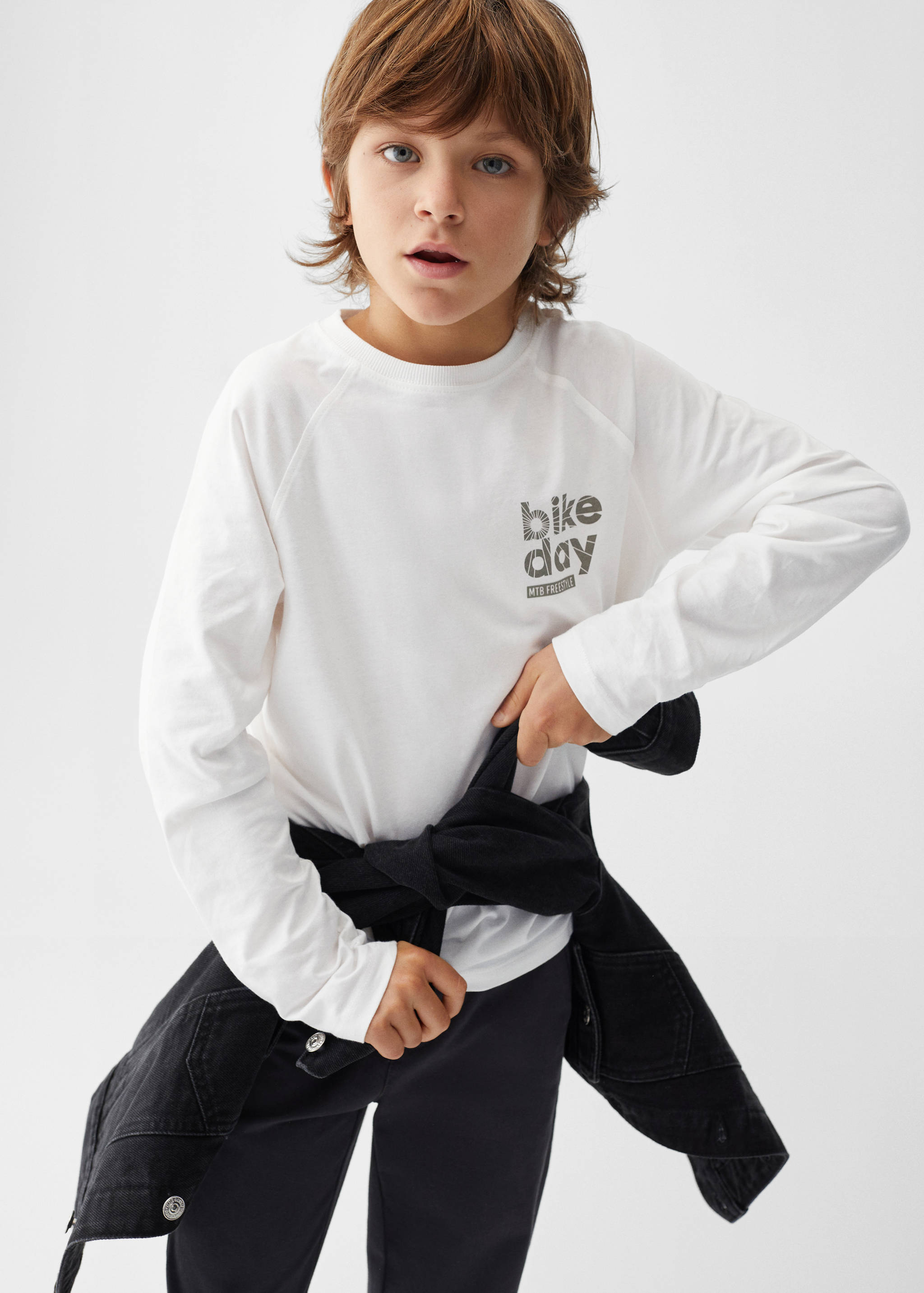 تي شيرت قطني بأكمام طويلة - رؤية وسط