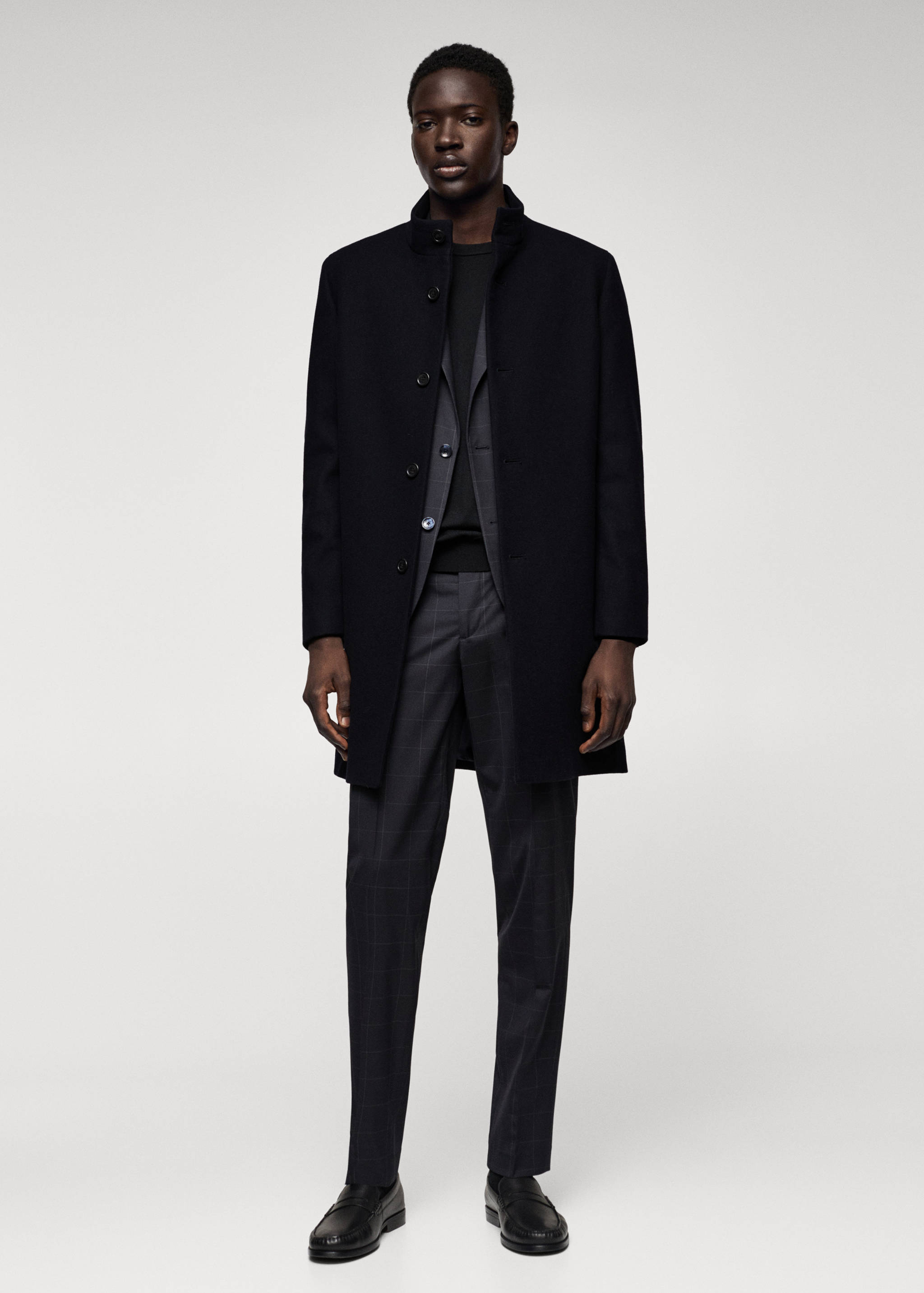 羊毛漏斗领大衣 - null