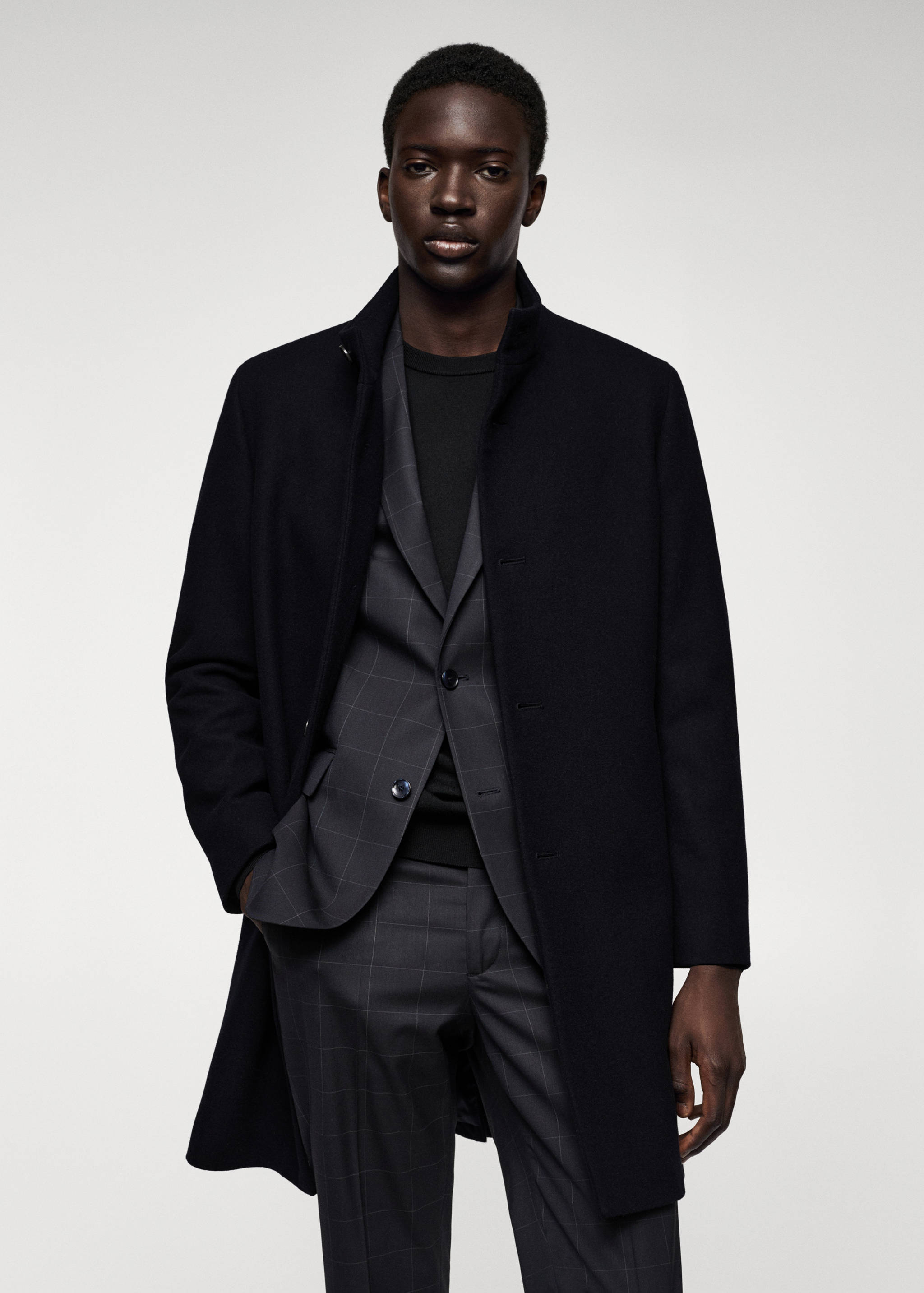 羊毛漏斗领大衣 - null