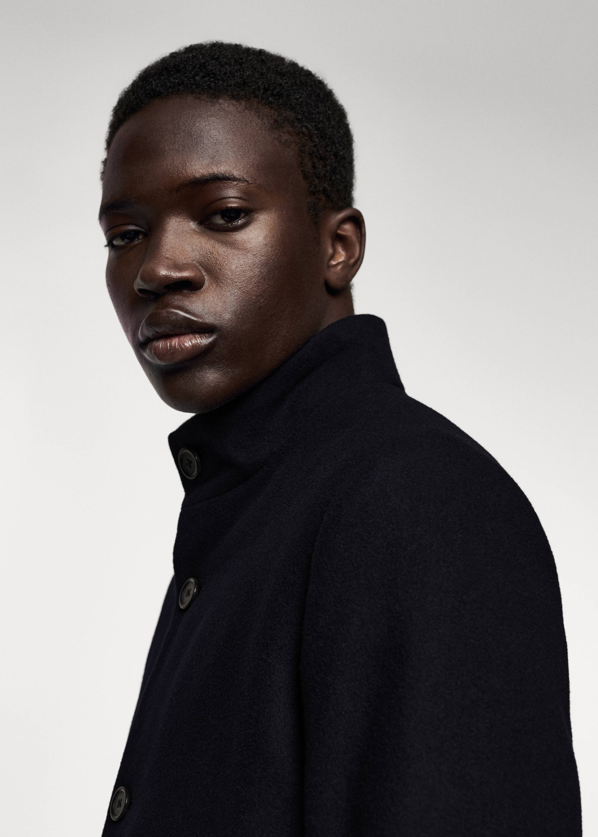 羊毛漏斗领大衣 - null