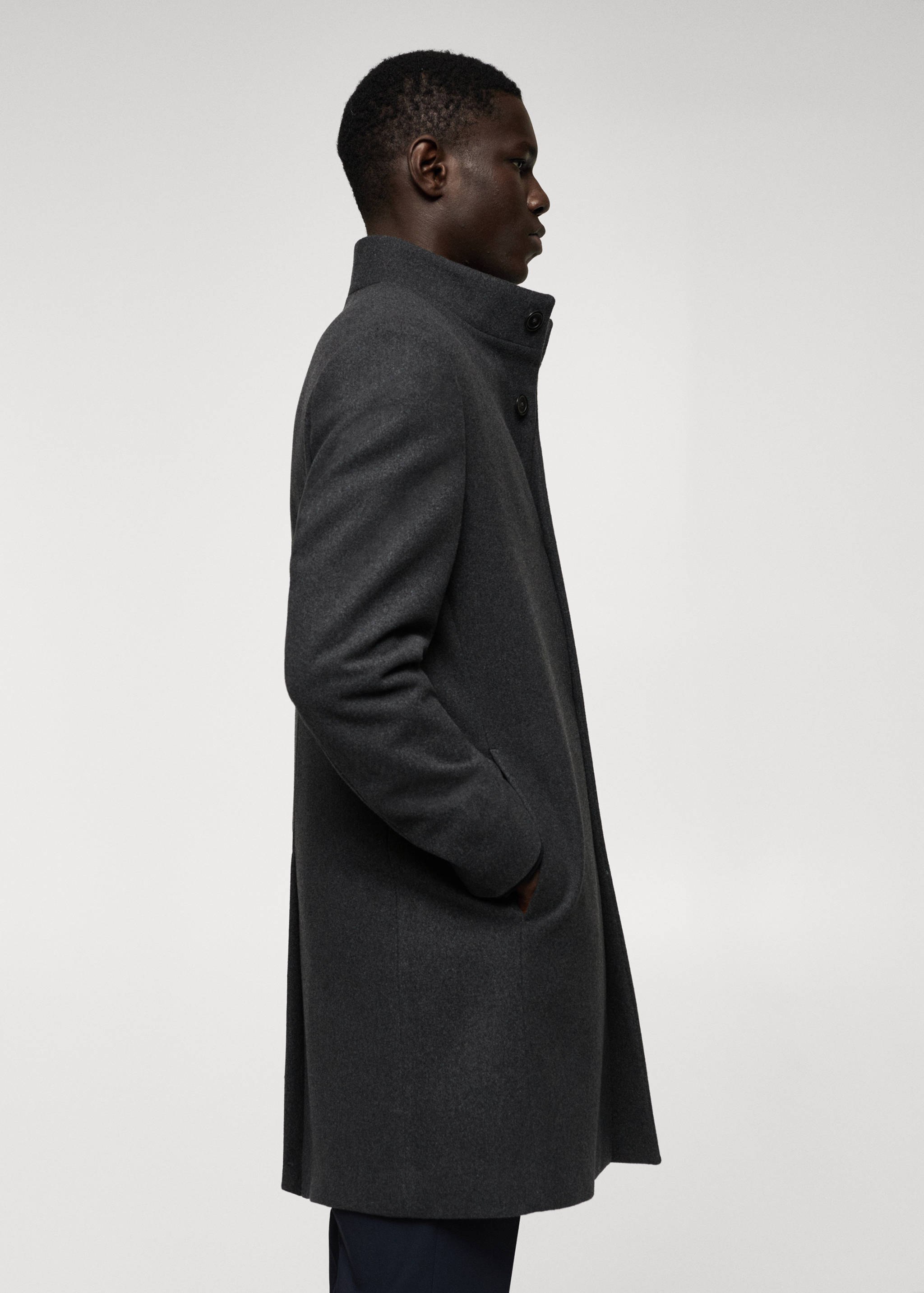 羊毛漏斗领大衣 - null