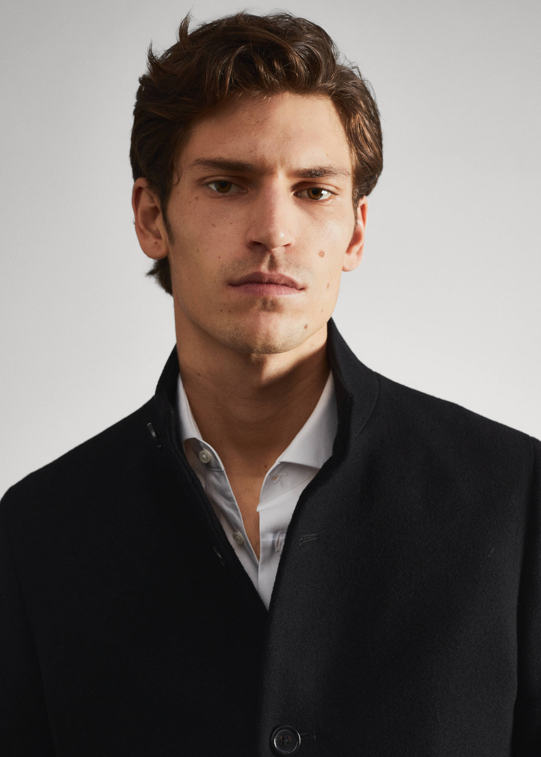 羊毛漏斗领大衣 - null