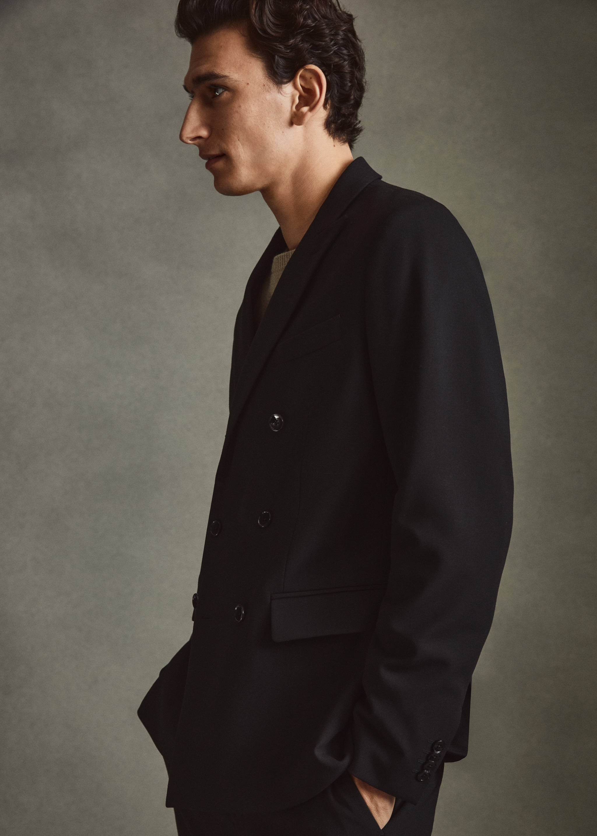 修身双排扣西装外套 - null