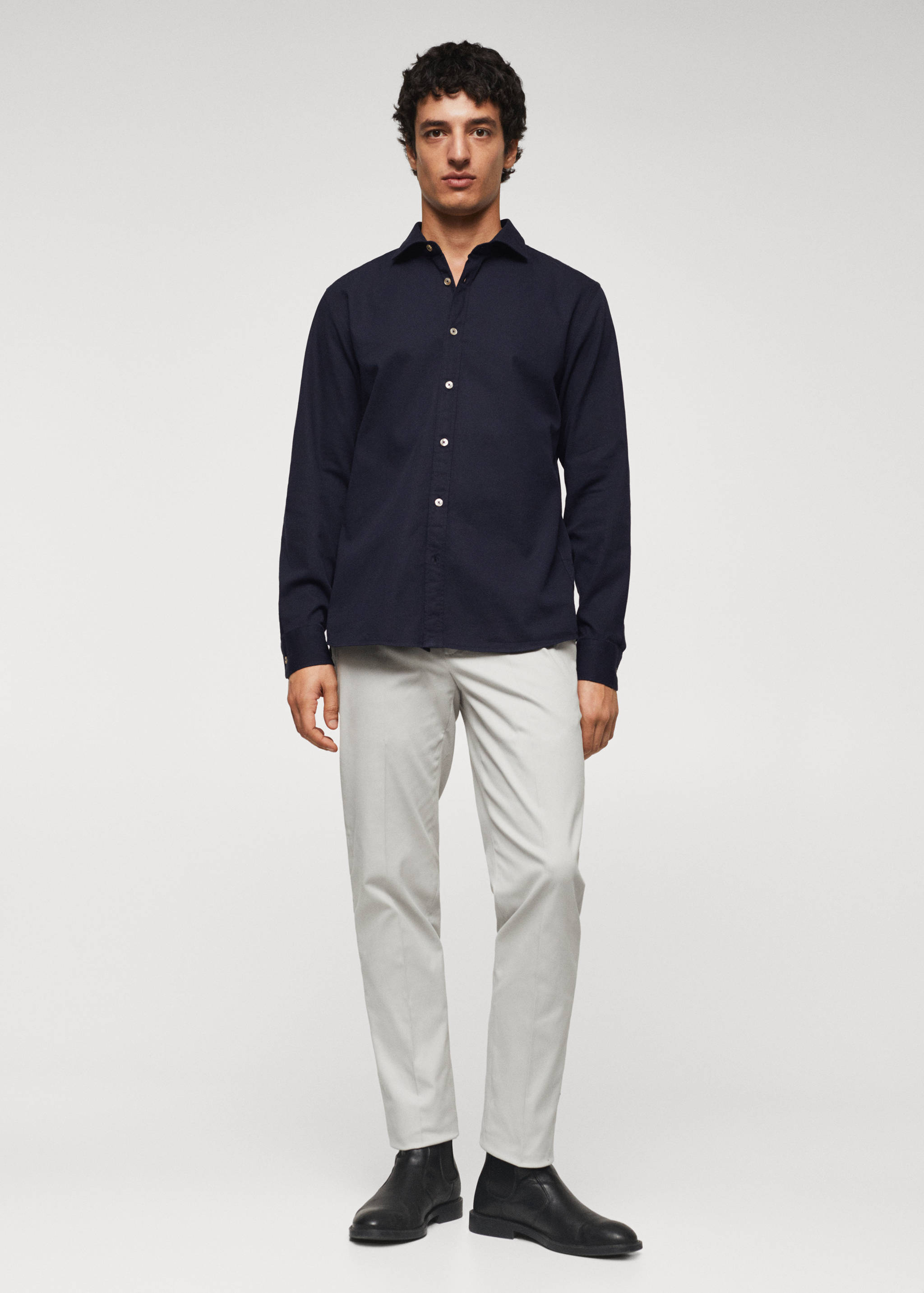 Slim-fit cotton structured shirt - General plane