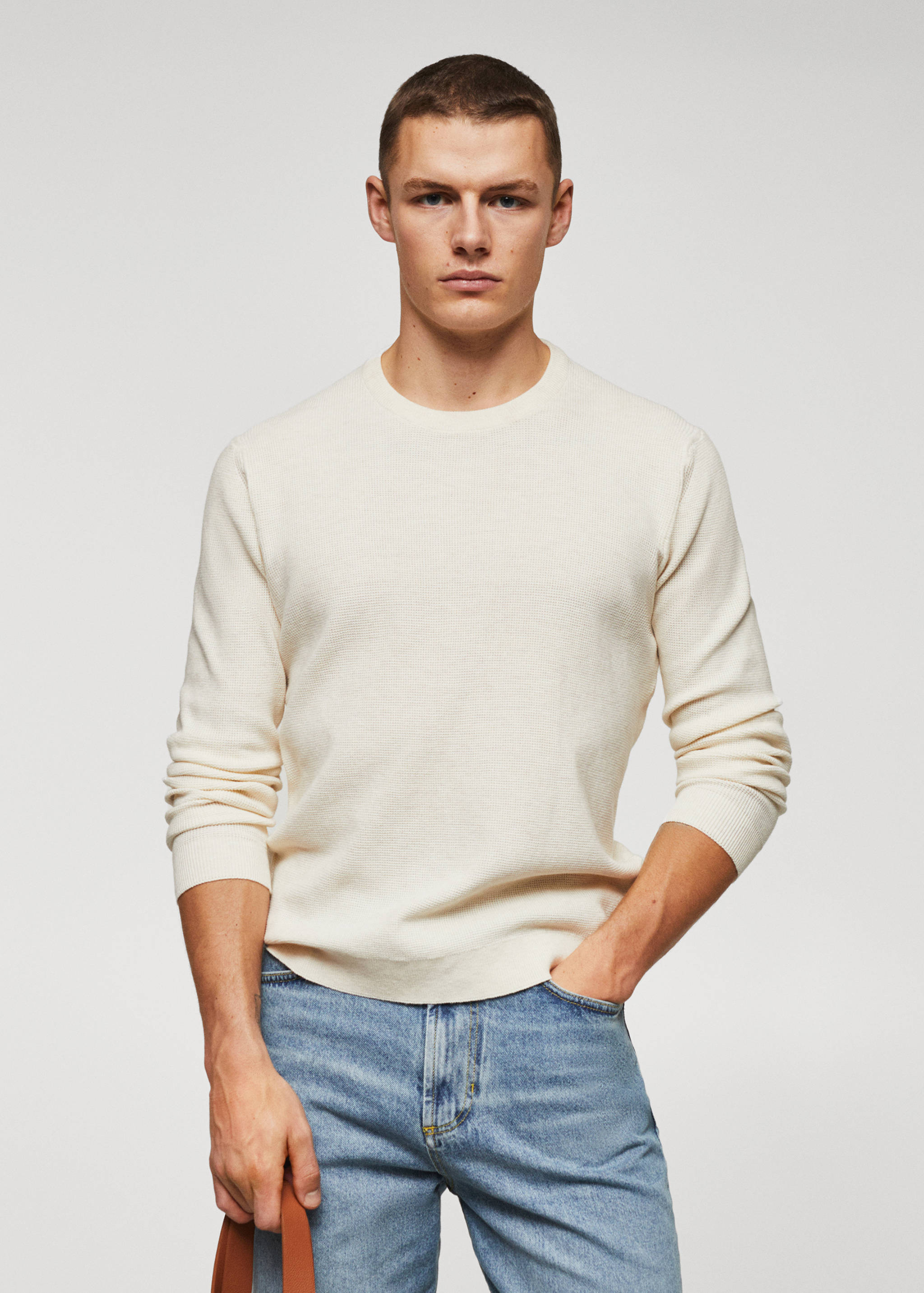 Structured cotton sweater - Medium plane