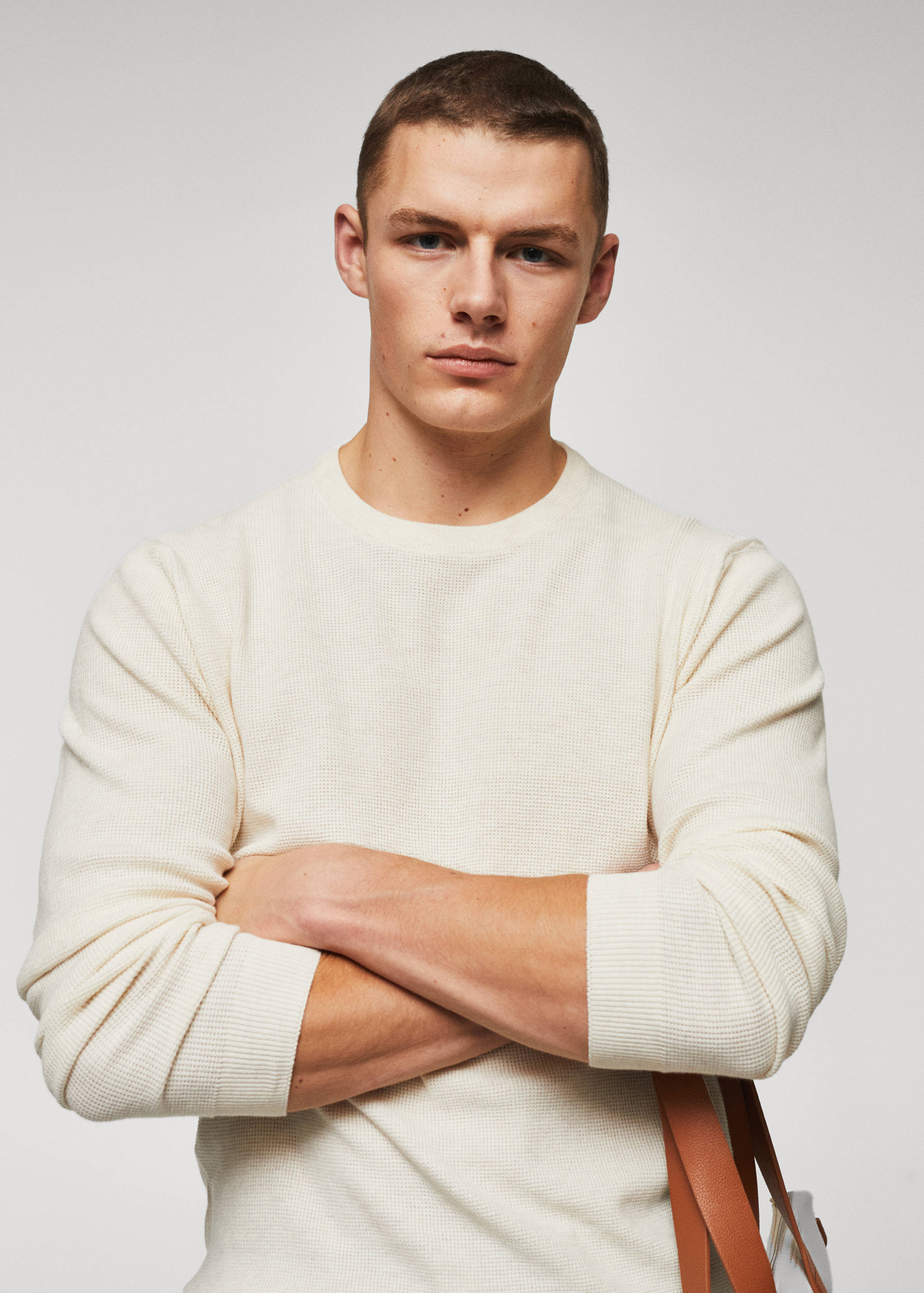 Structured cotton sweater - Details of the article 1