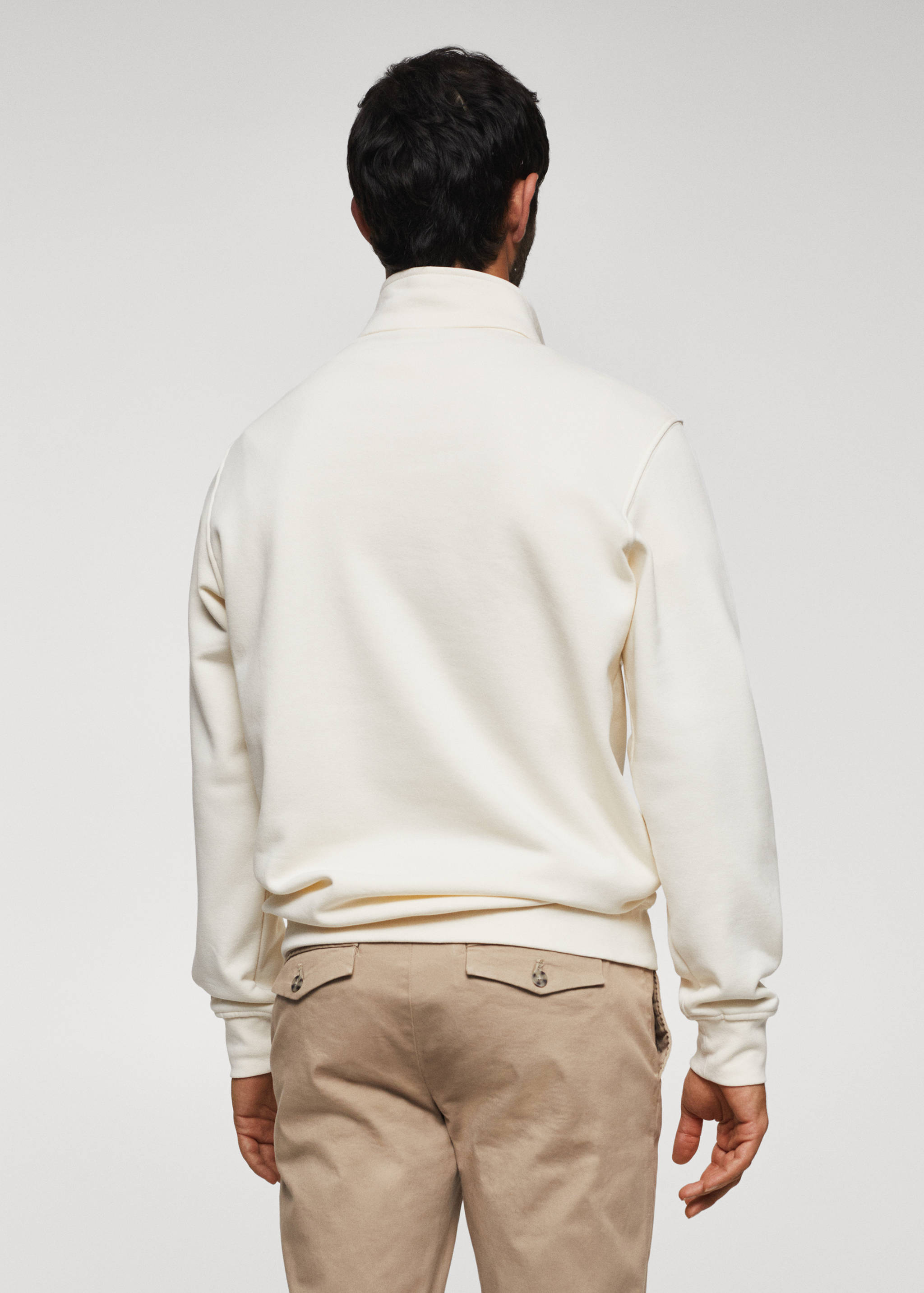 Хлопковый свитшот с воротником на молнии - Обратная сторона изделия