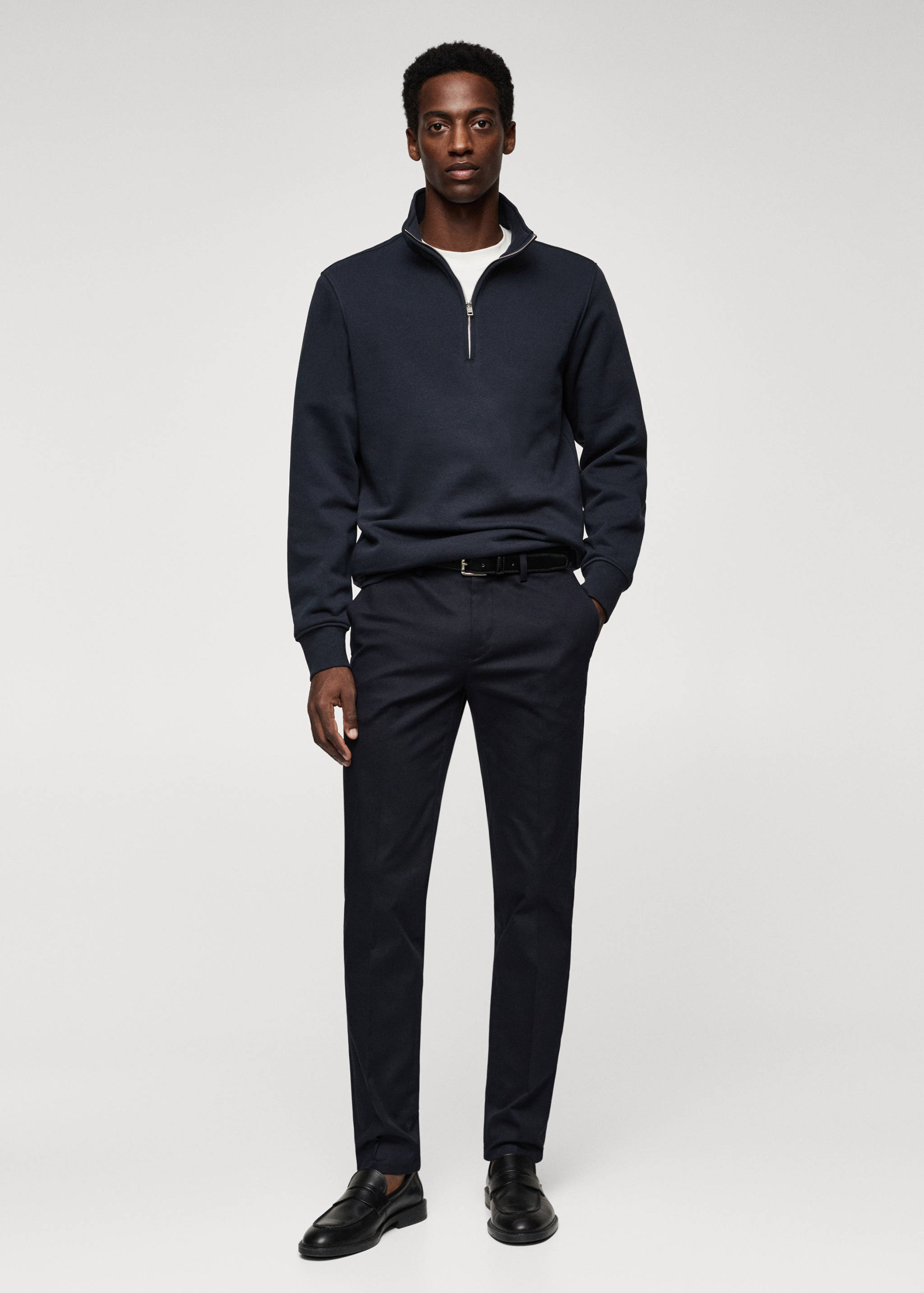 Хлопковый свитшот с воротником на молнии - Общий план