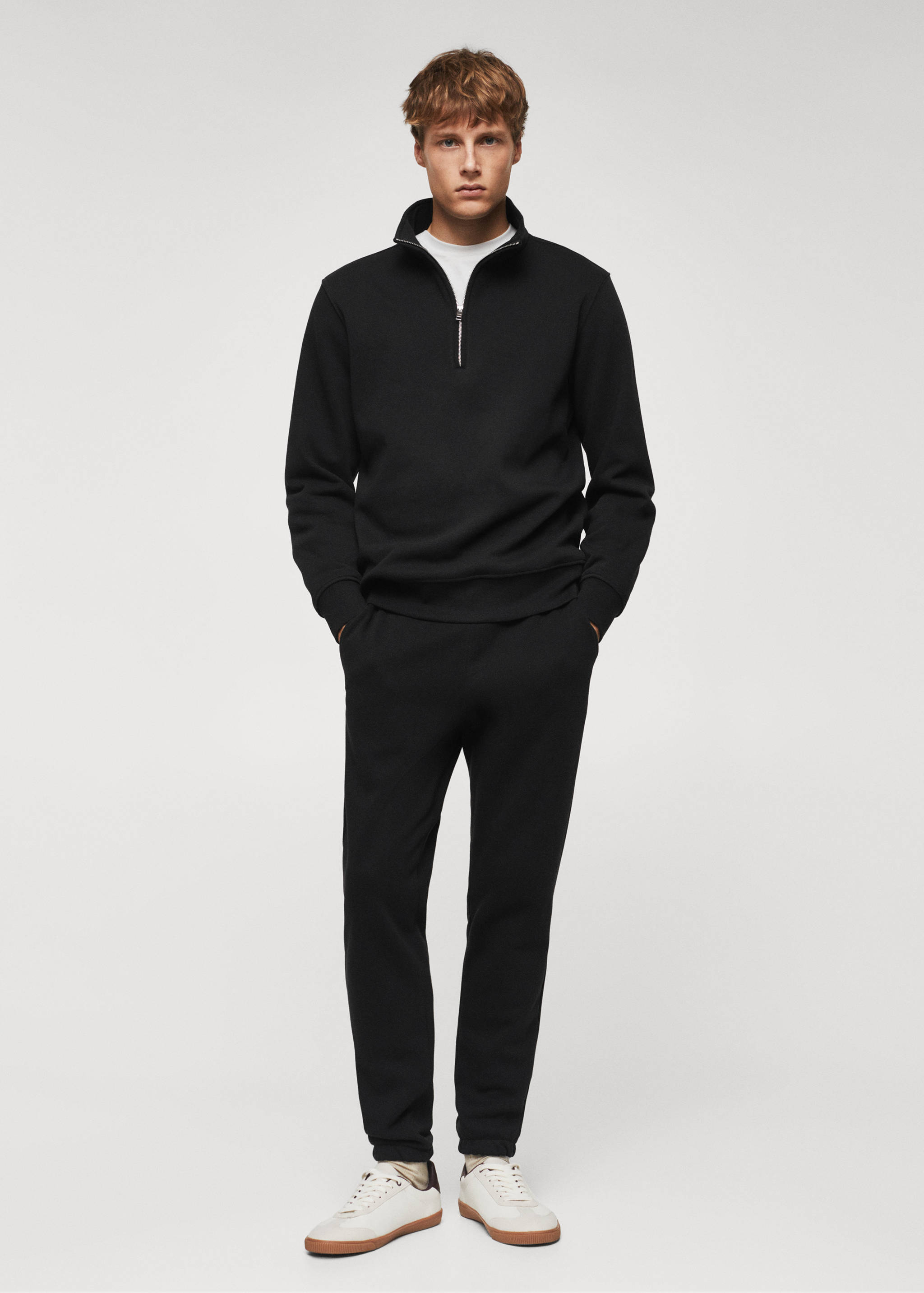 Хлопковый свитшот с воротником на молнии - Общий план