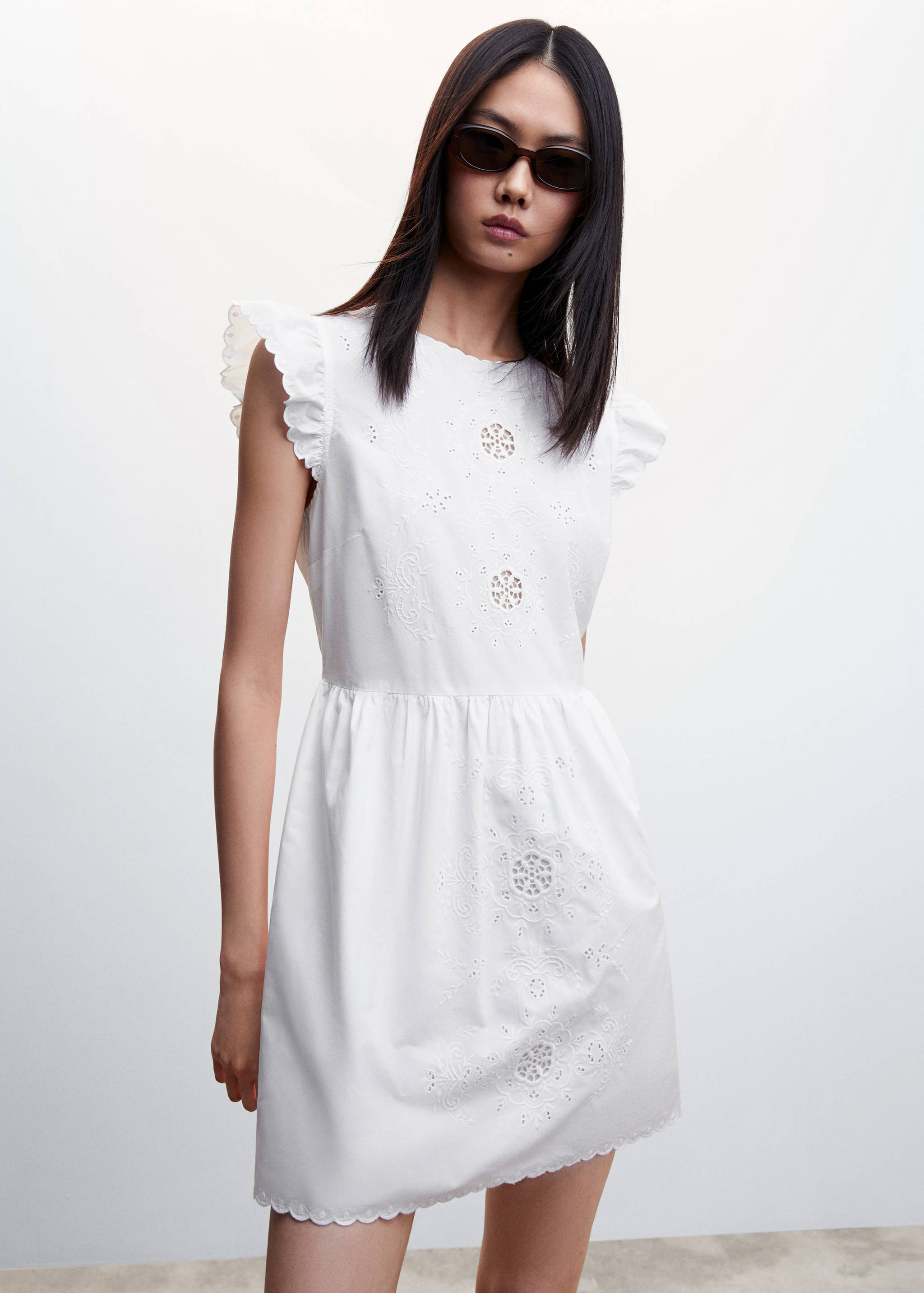 Broderie anglaise cotton dress - Medium plane