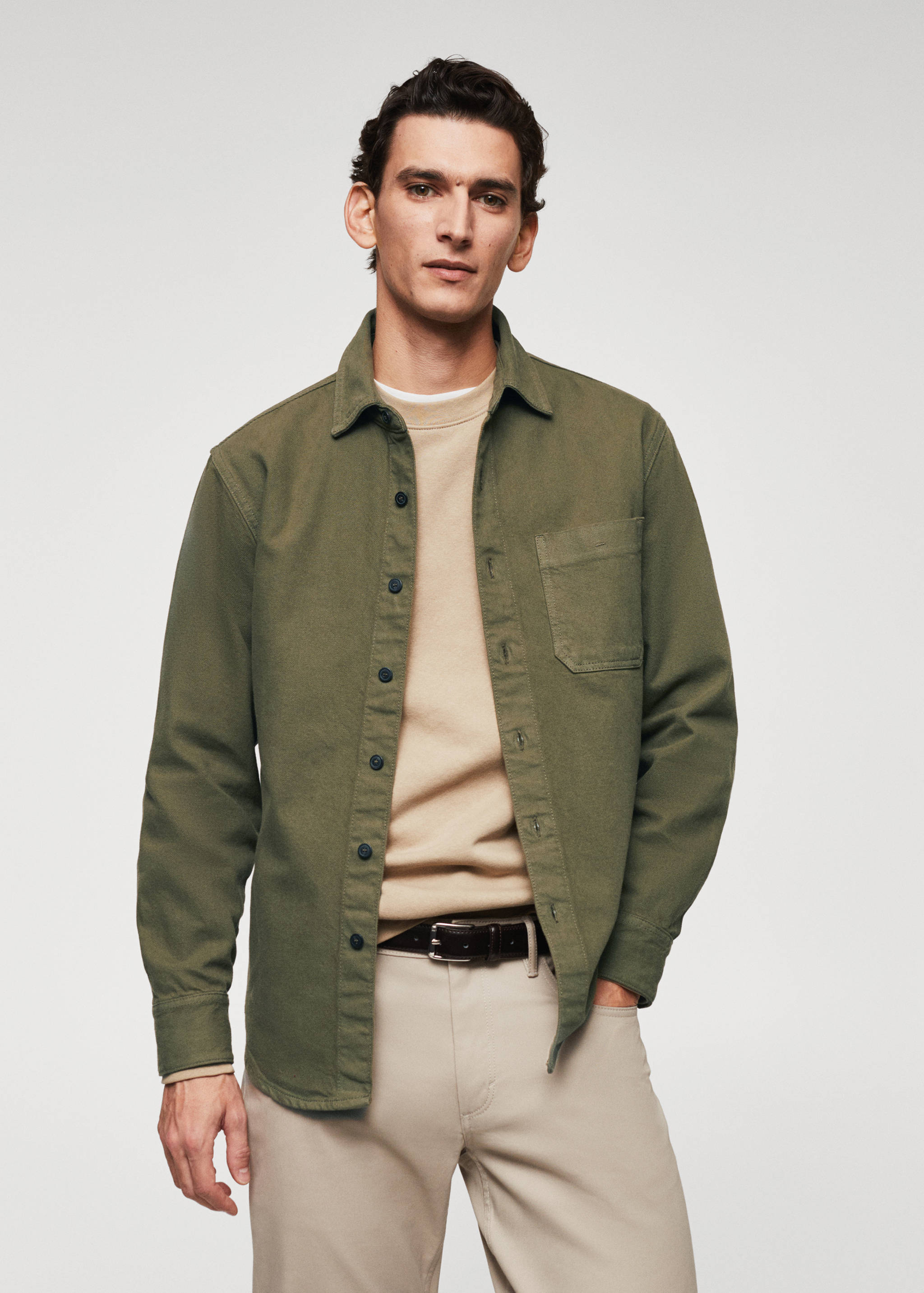 Pocket denim overshirt - Medium plane