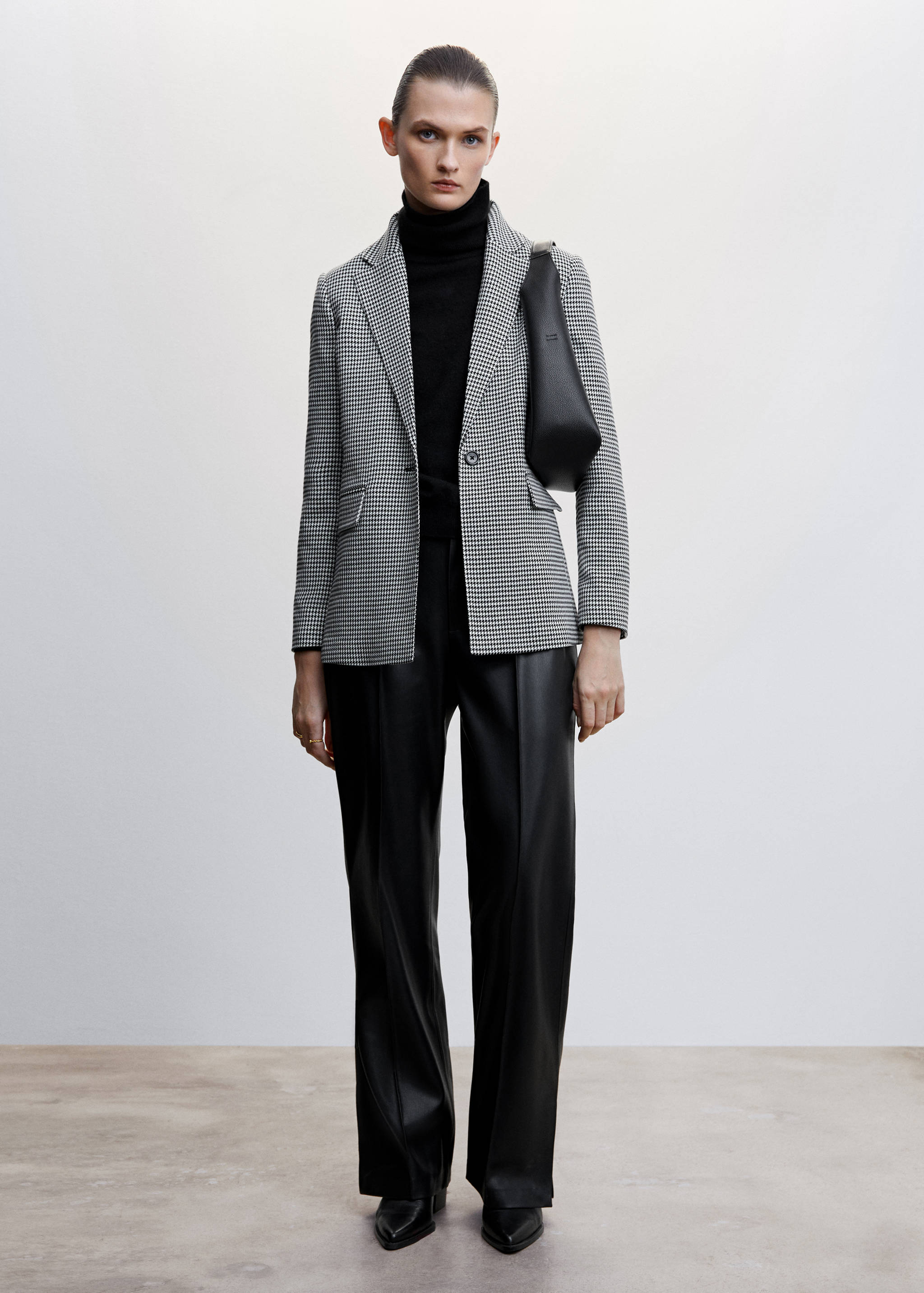 Houndstooth wool-blend blazer - General plane