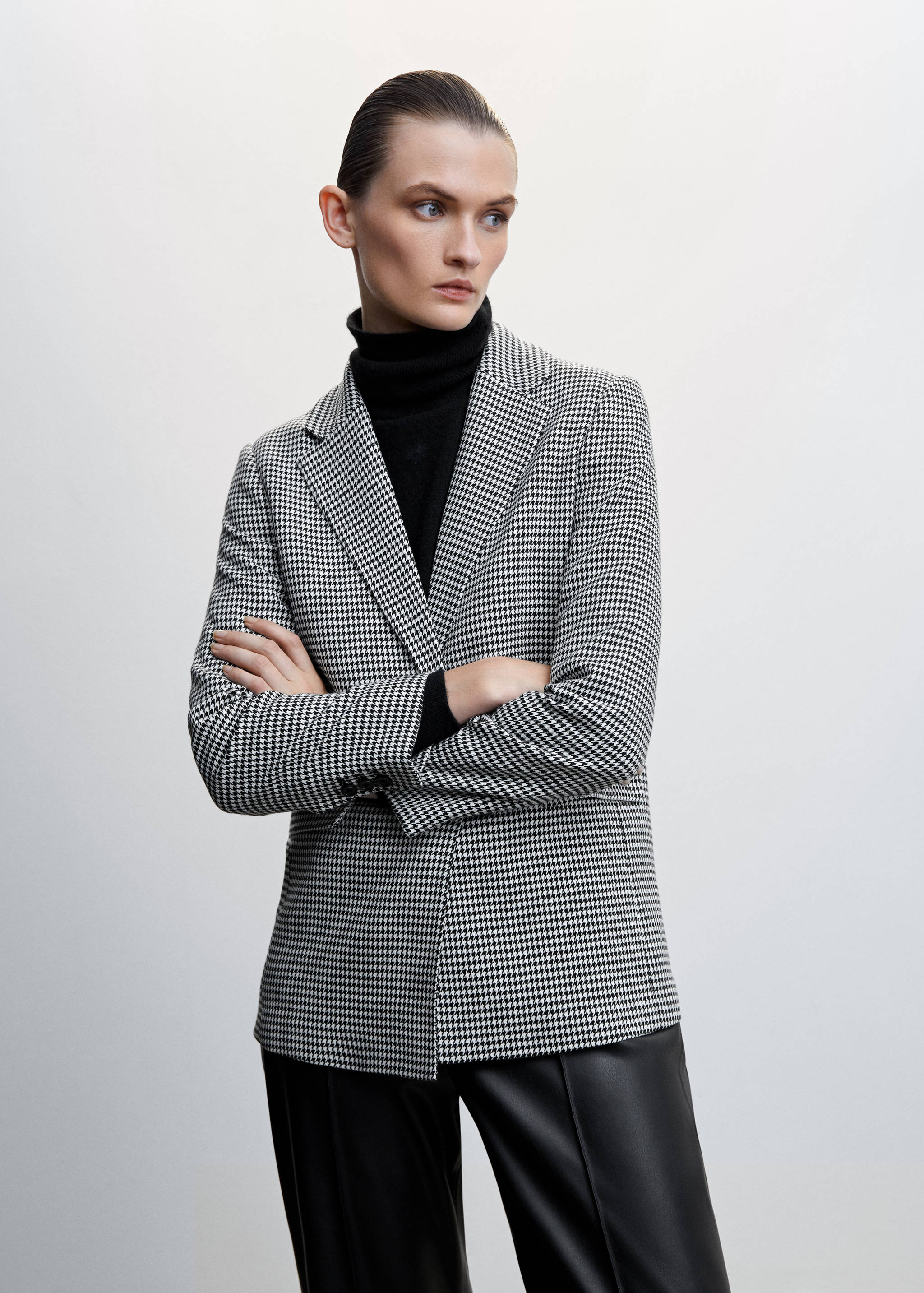 Houndstooth wool-blend blazer - Medium plane