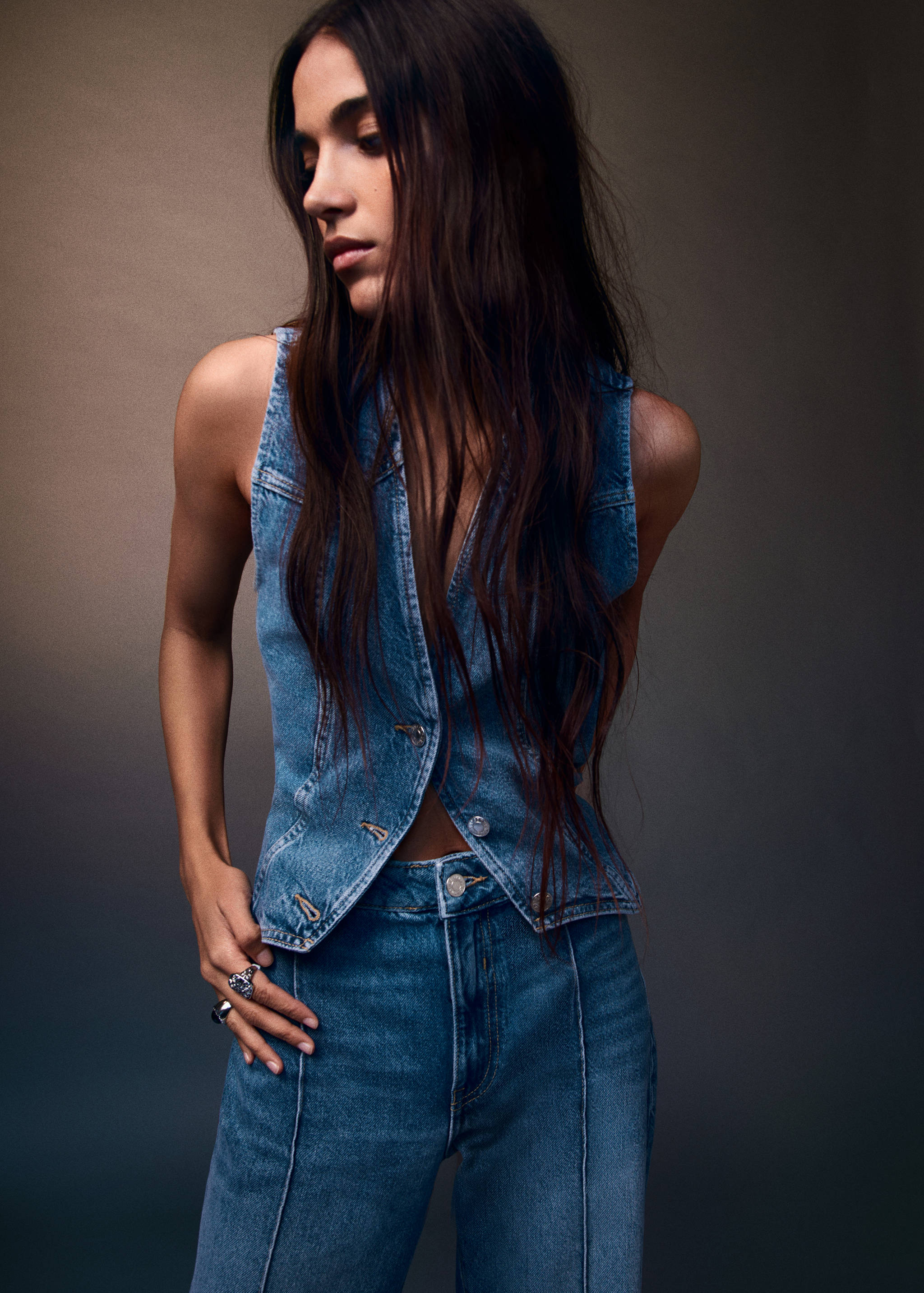 Жилет из денима с декоративными строчками - Деталь изделия 6