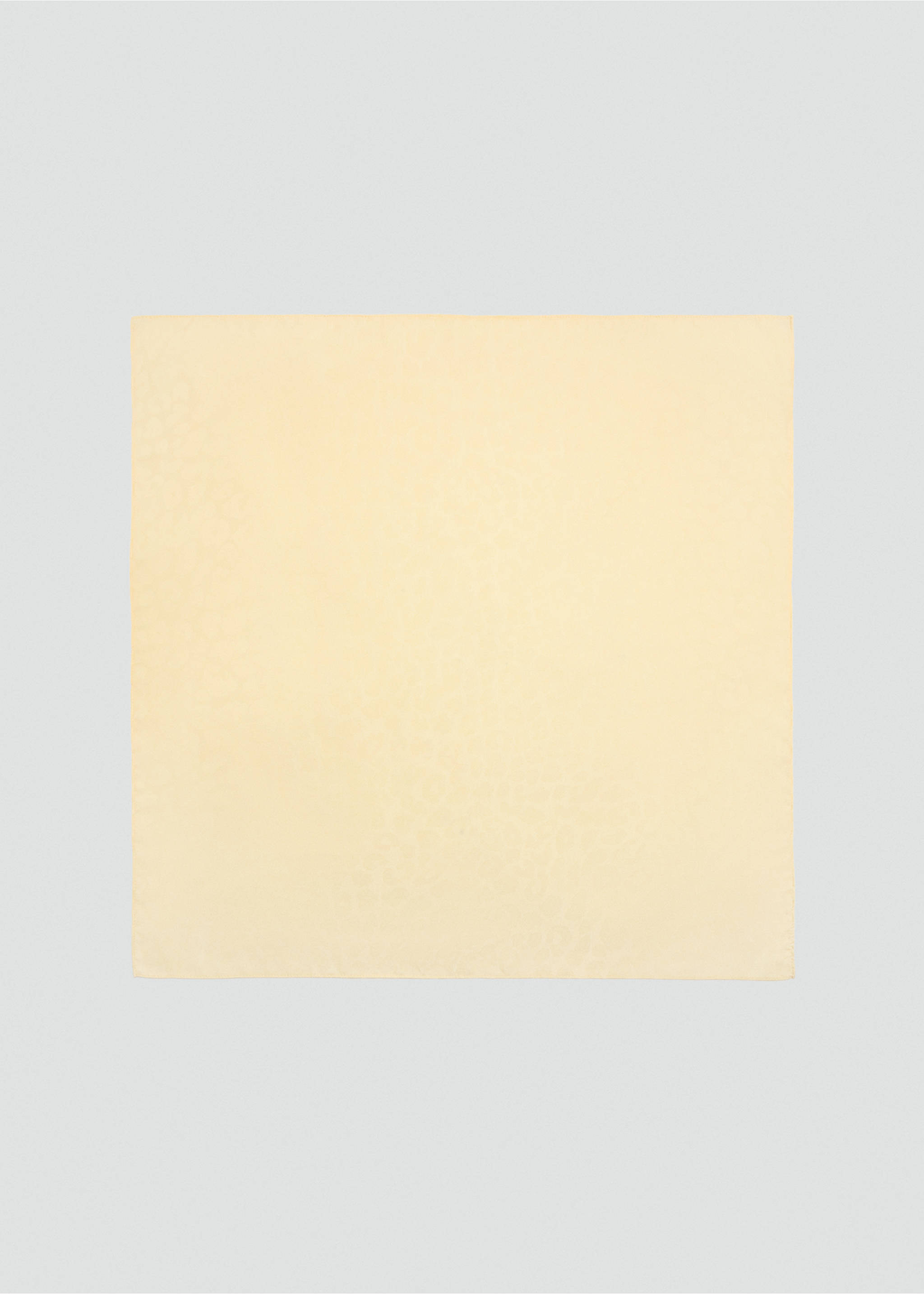 Soft pastel yellow square scarf with a subtle tonal pattern., Vanilla. Ref: 47041359-00.