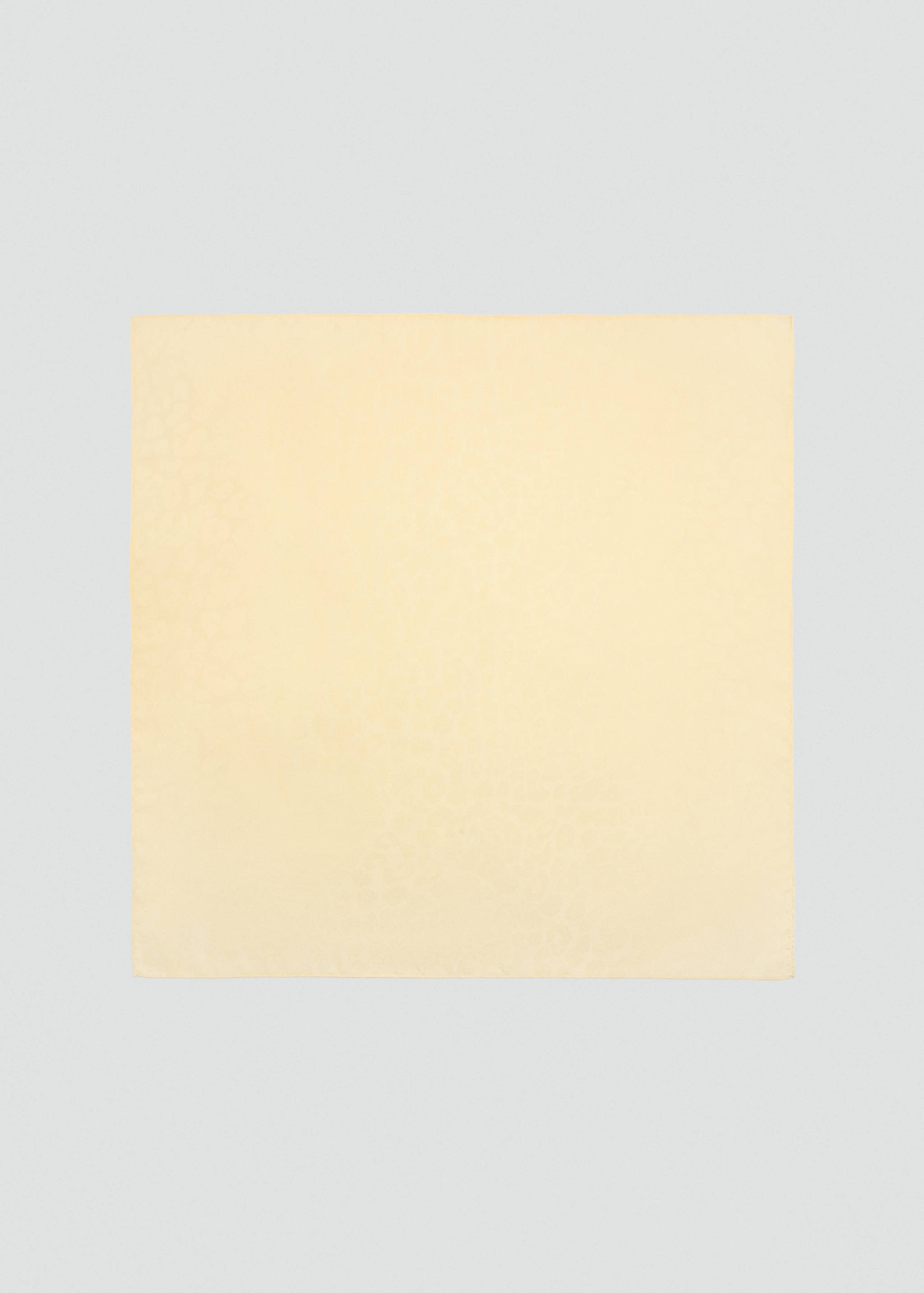 Soft pastel yellow square scarf with a subtle tonal pattern.