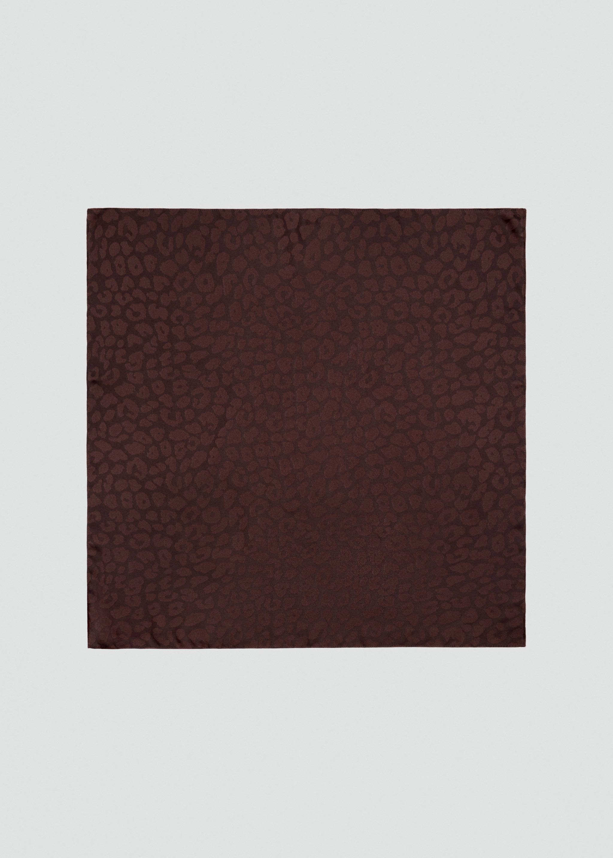 Dark burgundy square scarf with a tonal leopard print.