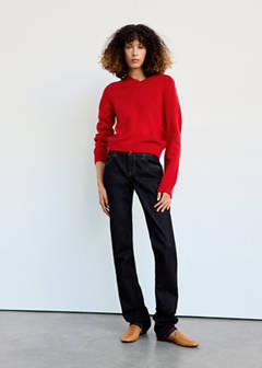 V-neck wool sweater — Red 2