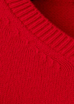 V-neck wool sweater — Red 6